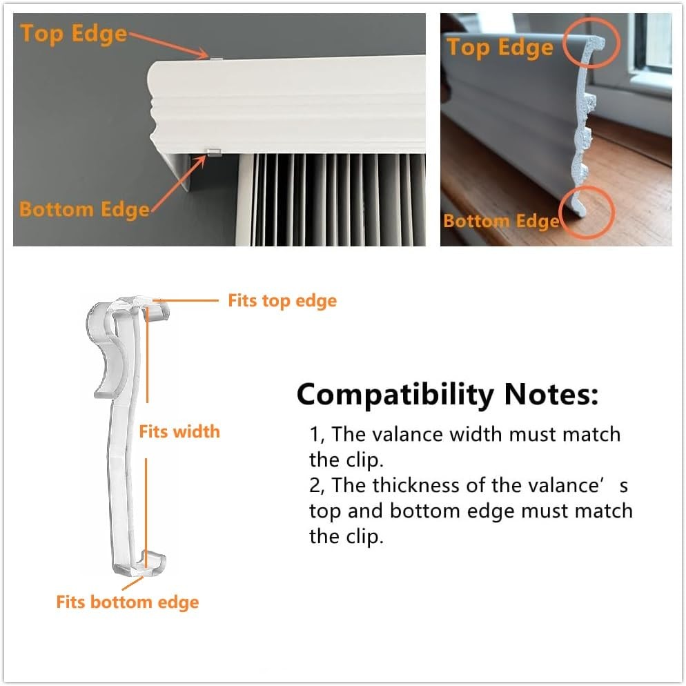 Valance Clips 10pcs 3” Window Blinds Hidden Clip Clear Plastic for Horizonta…