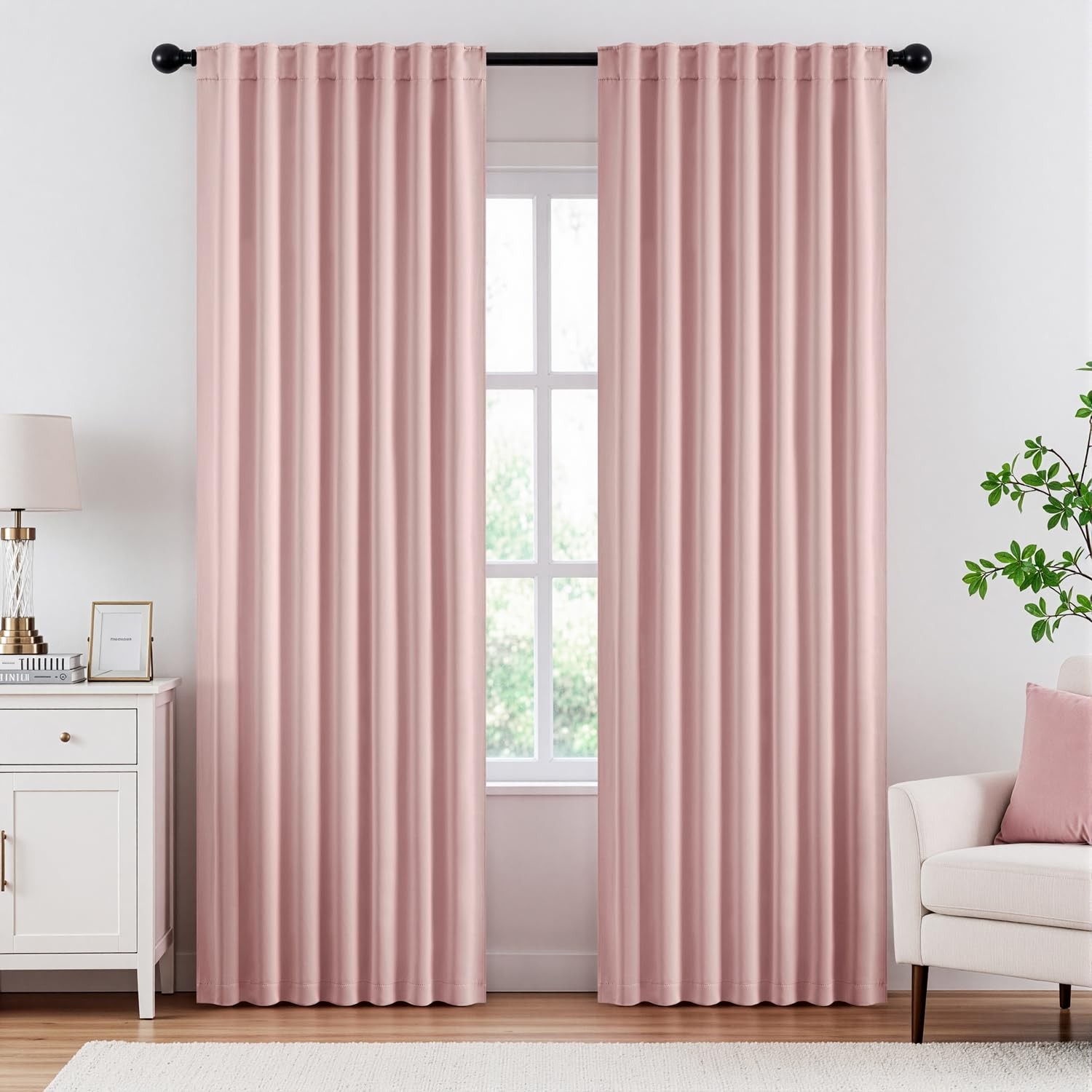 Light Pink Blackout Curtains Nursery Bedroom 84 Inches Long 2 Panels, Baby Pi…
