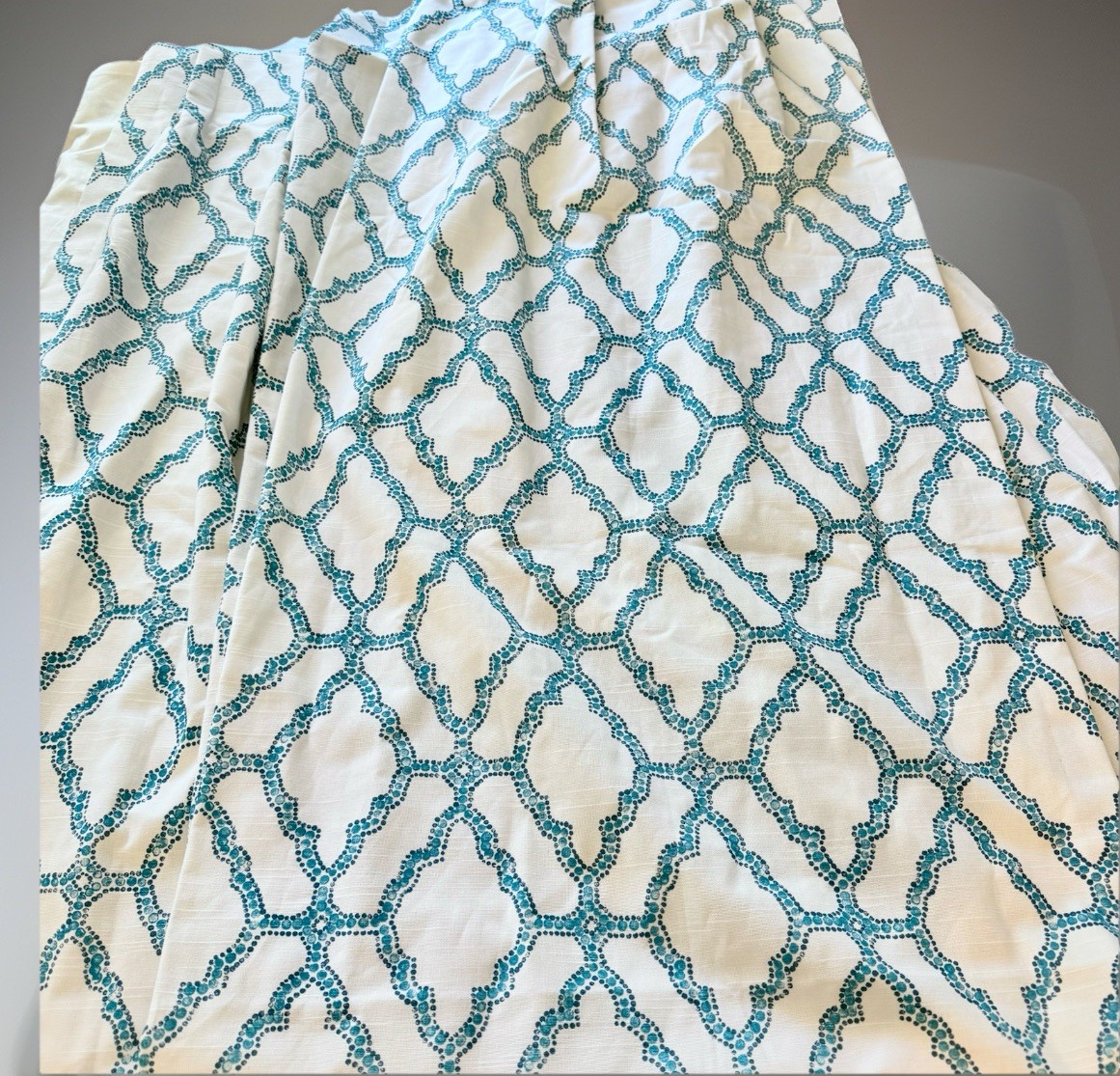 Lacefield Lattice Trellis 2 Drapery Panels Slub Cotton Lined Pinch Pleat 104L