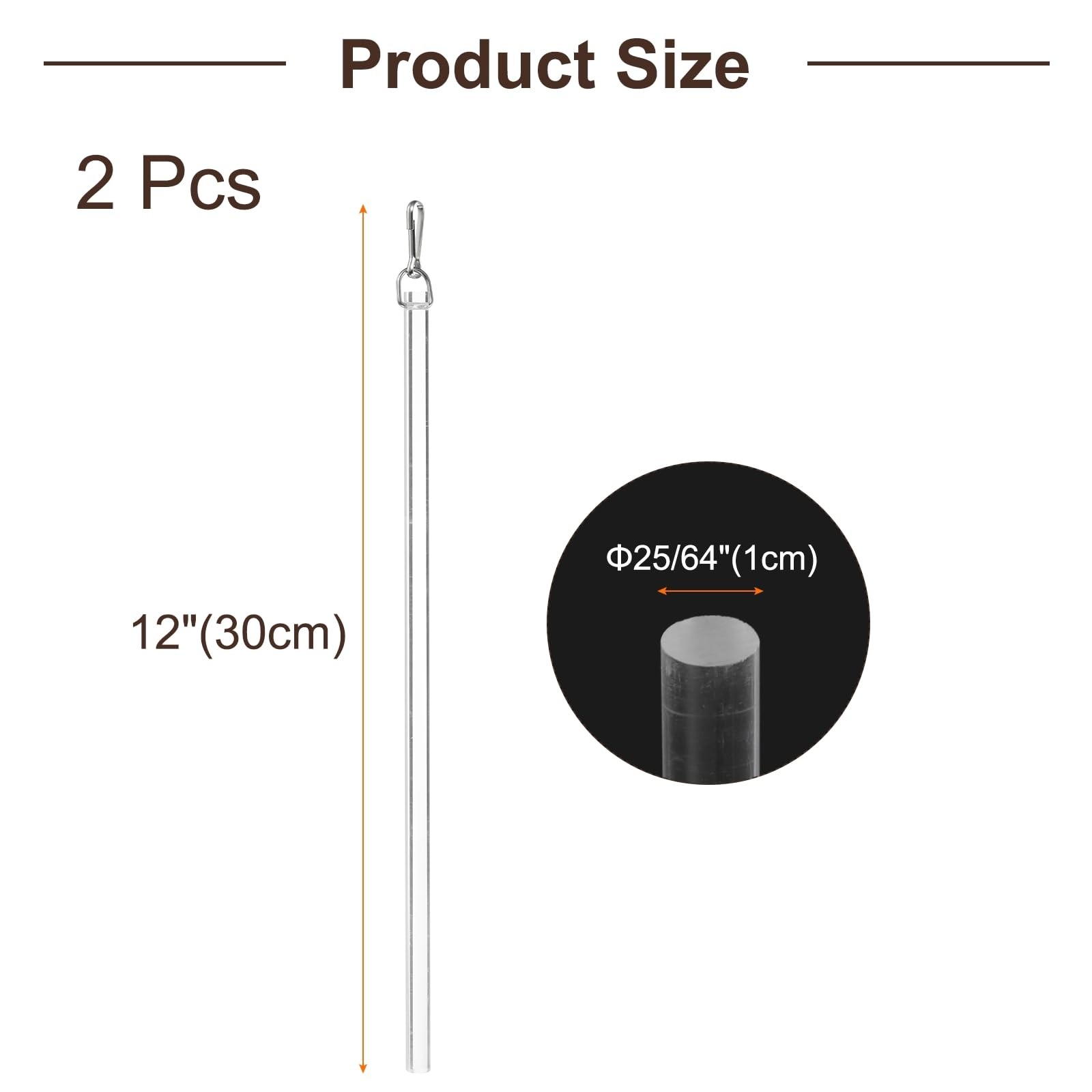 uxcell 2Pcs 12″Clear Curtain Pull Rod, Acrylic Blind Wand 12″, Clear