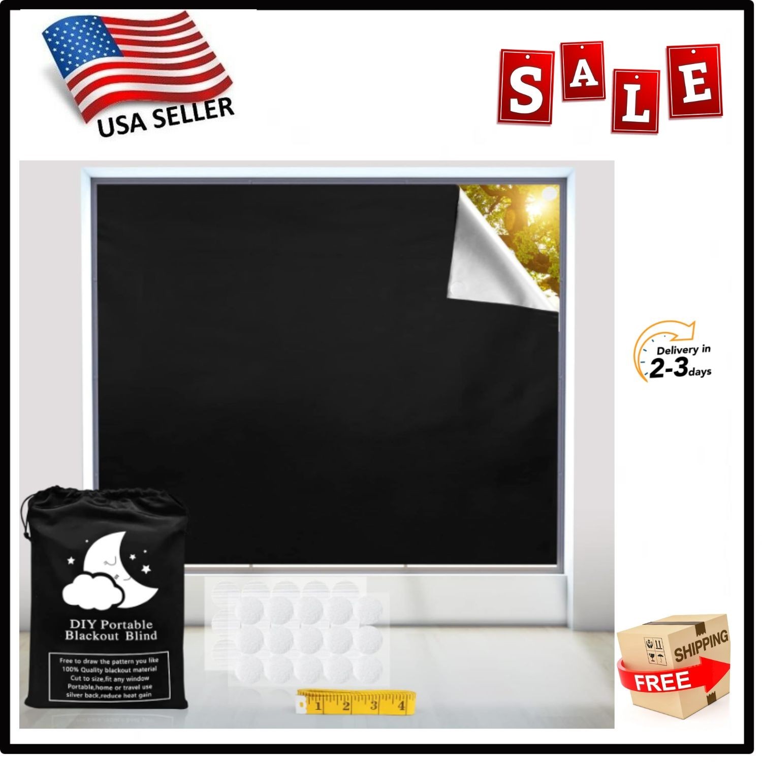 100% Blackout Curtains, 118″ X 57″ Portable Black Out Curtains for Bedroom,