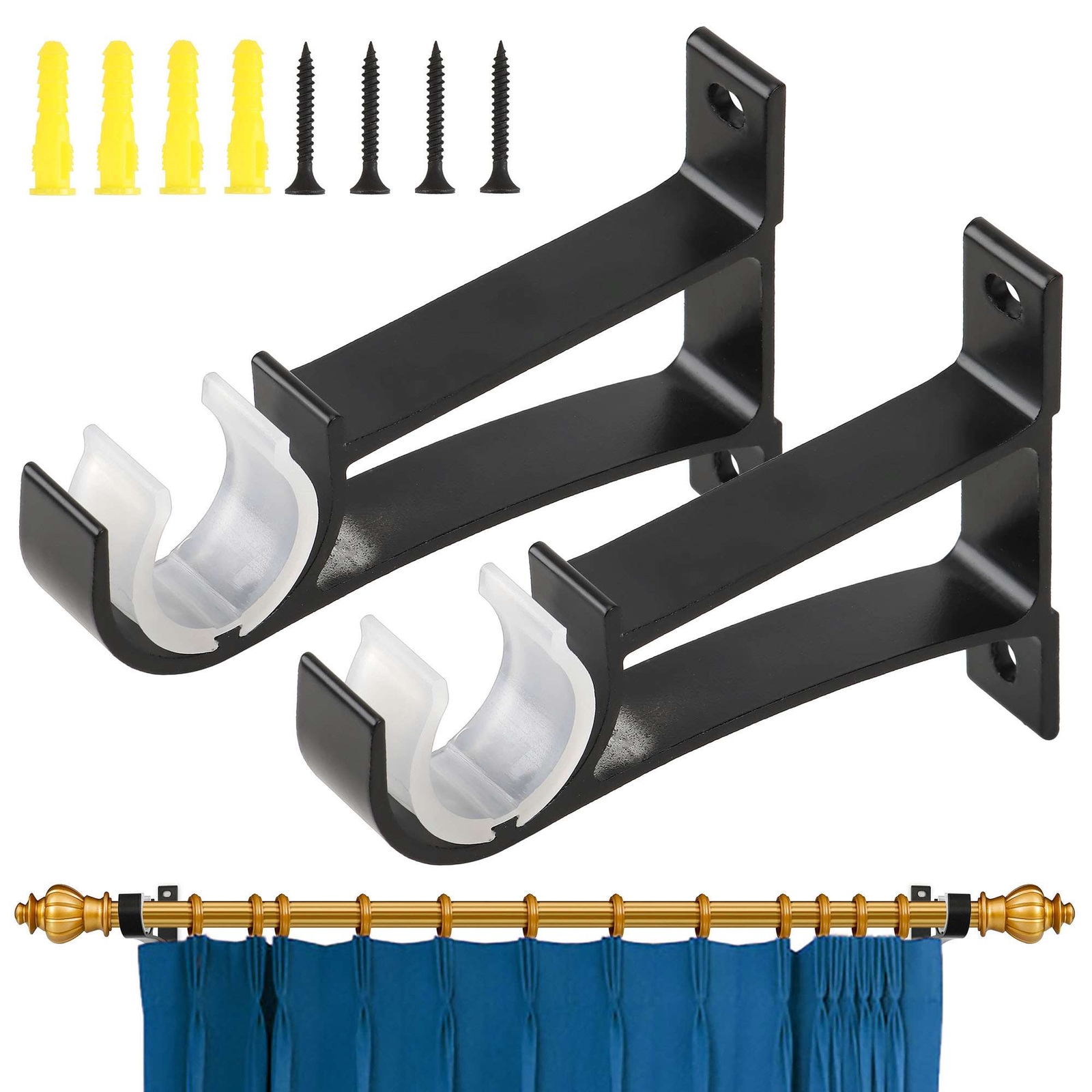 2/4/6 Aluminum Alloy Single Curtain Rod Brackets Window Wall Holders for Drapery