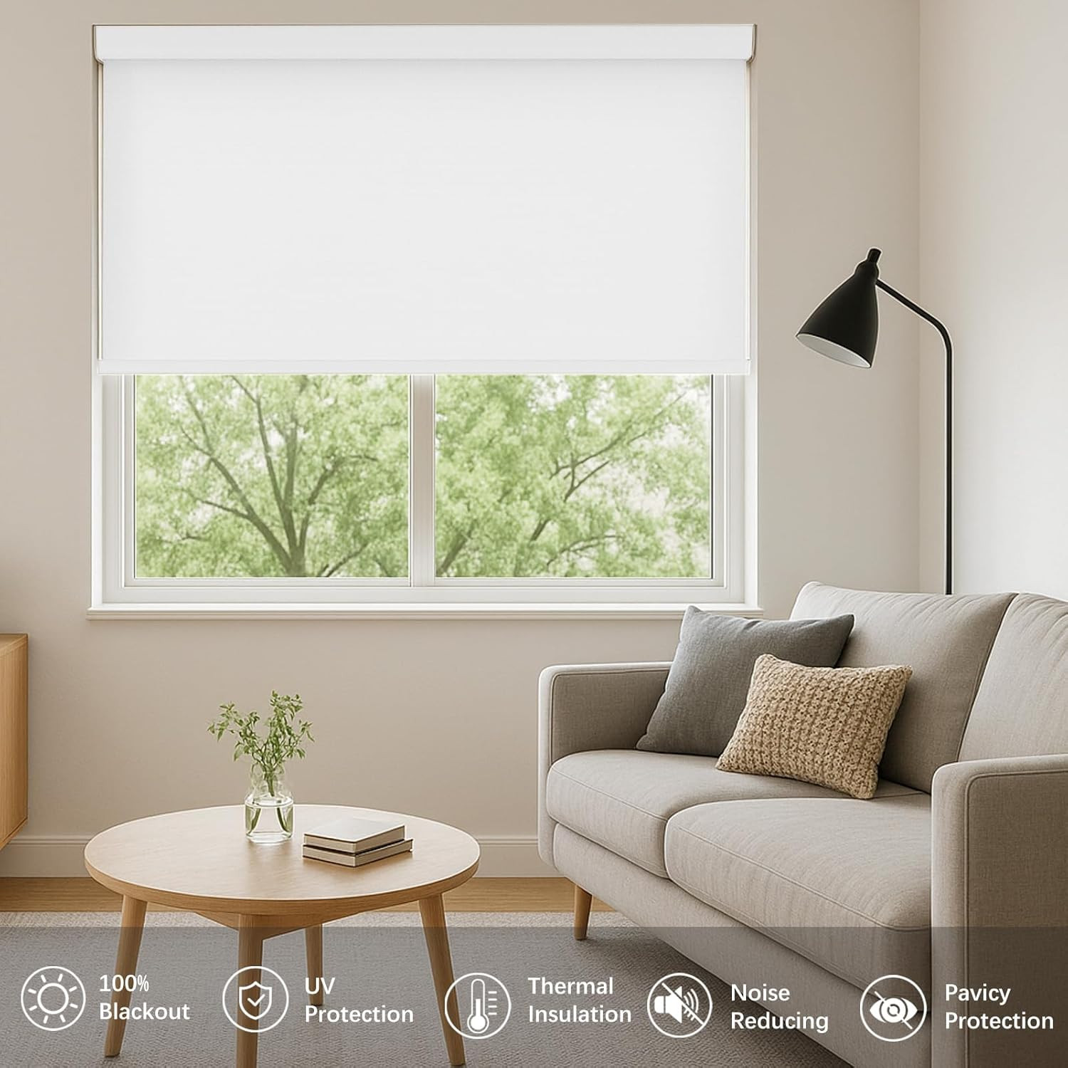 Cordless Blackout Blinds, UV Protection, Thermal Insulated, 37″x72