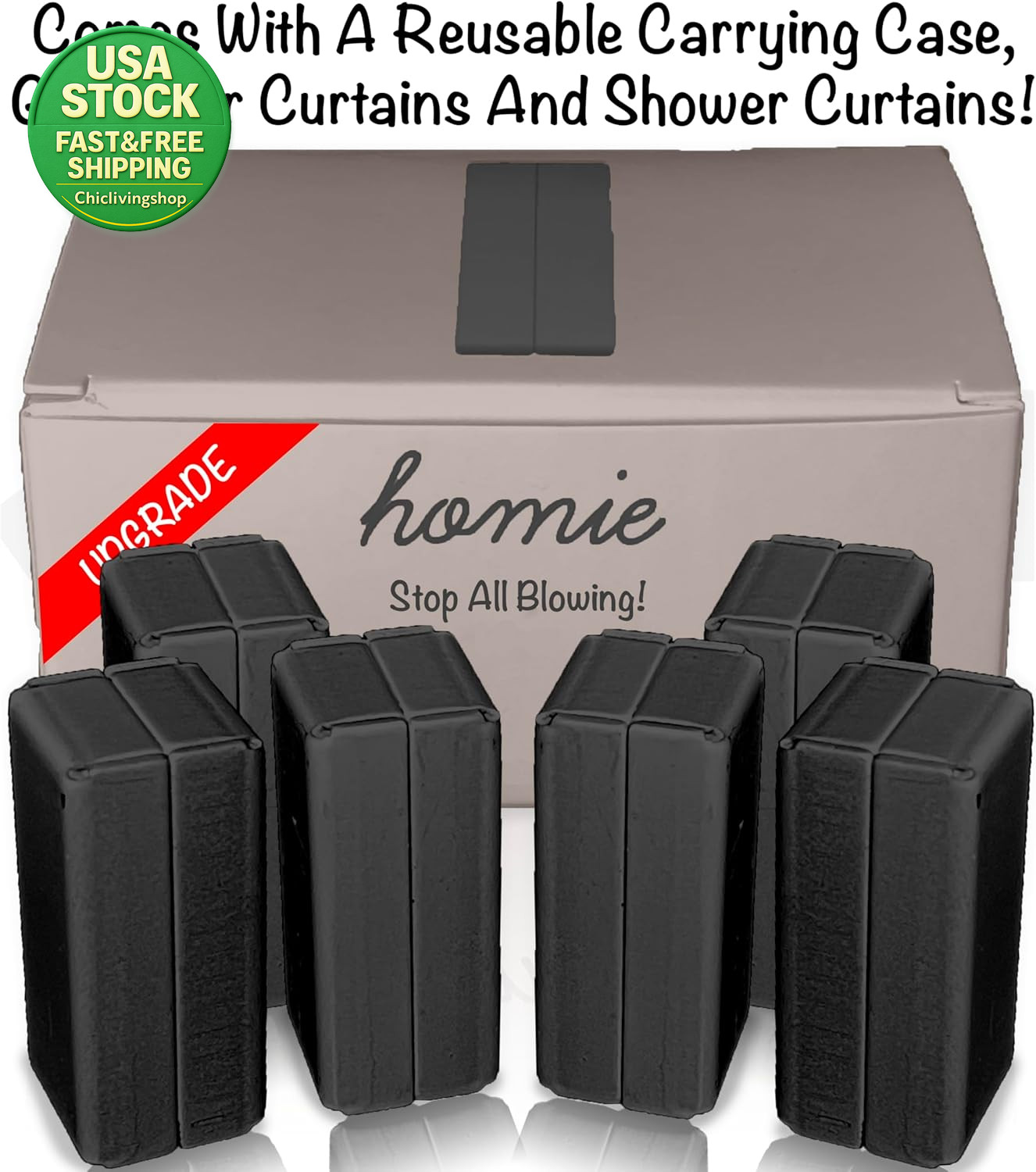 Magnetic Curtain Weights 8 Pack Black Waterproof Strong Heavy Duty for Outdoor