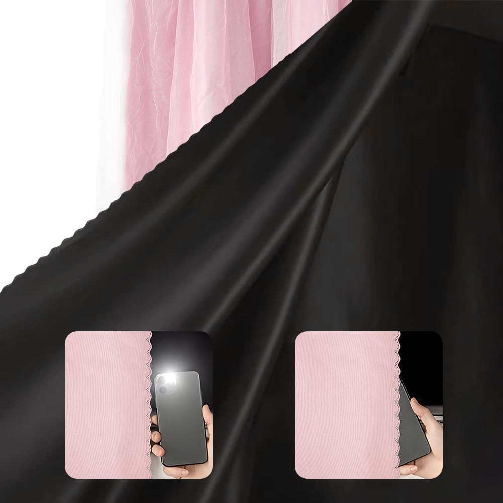 Dorm Bed Curtains Blackout Pink Bunk Bed Privacy Canopy for Student Rooms