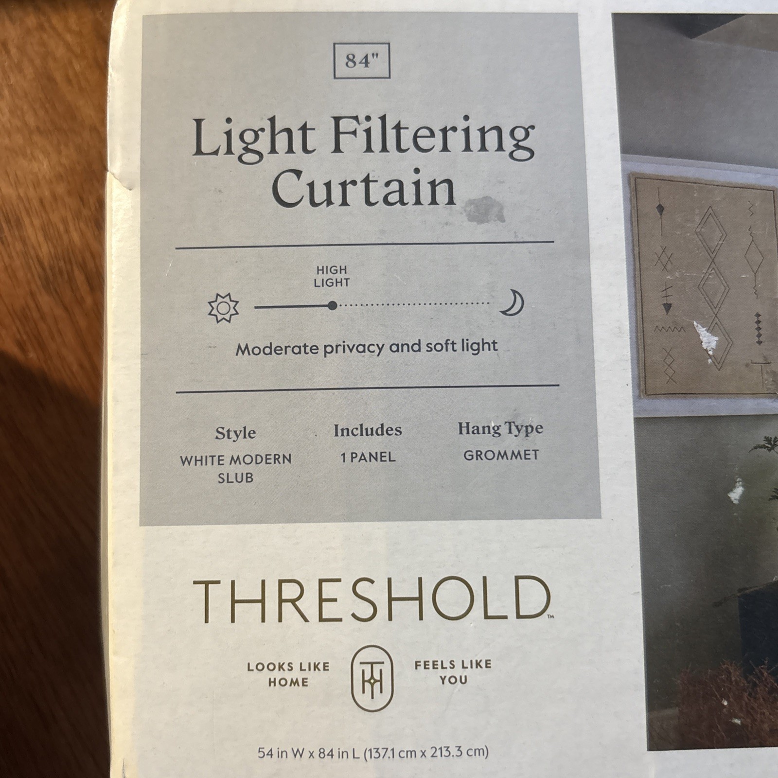 Threshold Light Filtering Curtain Panel White Modern Slub 54×84 Grommet New