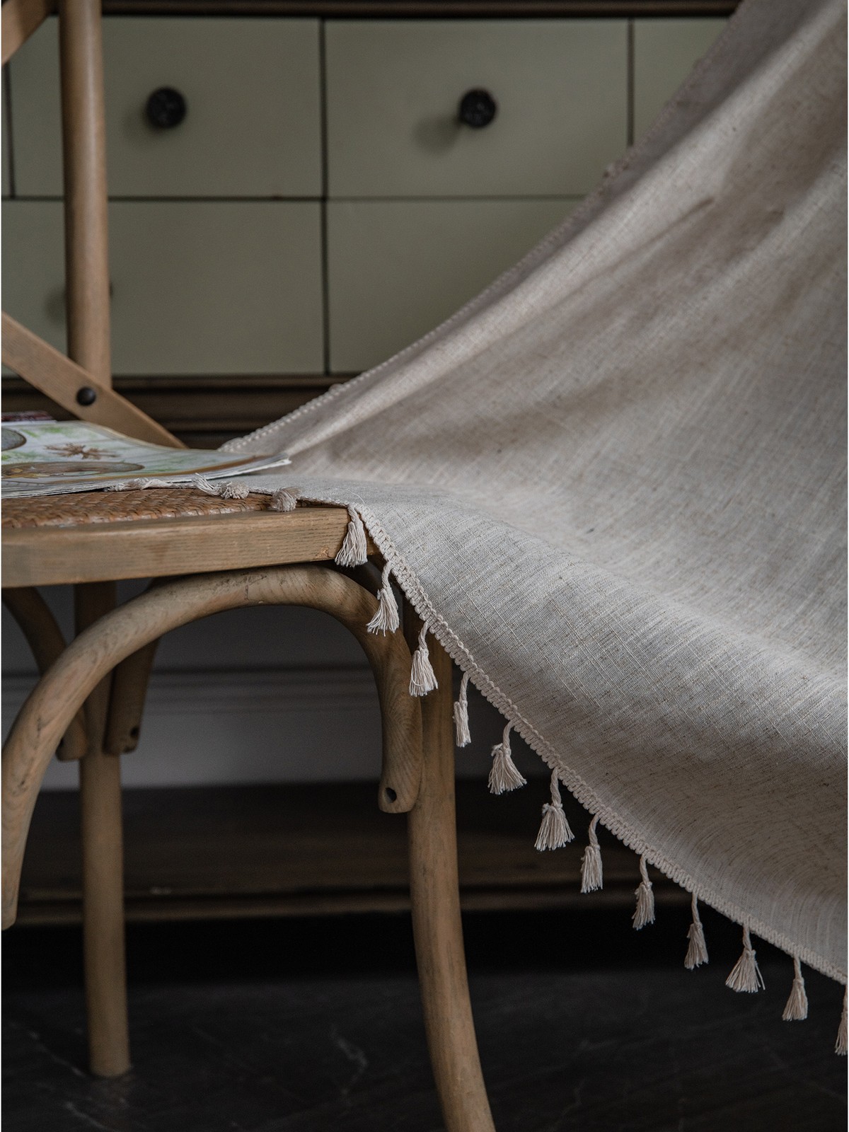 Boho Beige Curtains 94 In Long Bohemia Linen Curtains for Bedroom Living Room