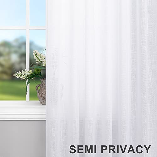 Long Curtains 120 Inch Length for Living Room 2 52″W x 120″L (Pack of 2) White