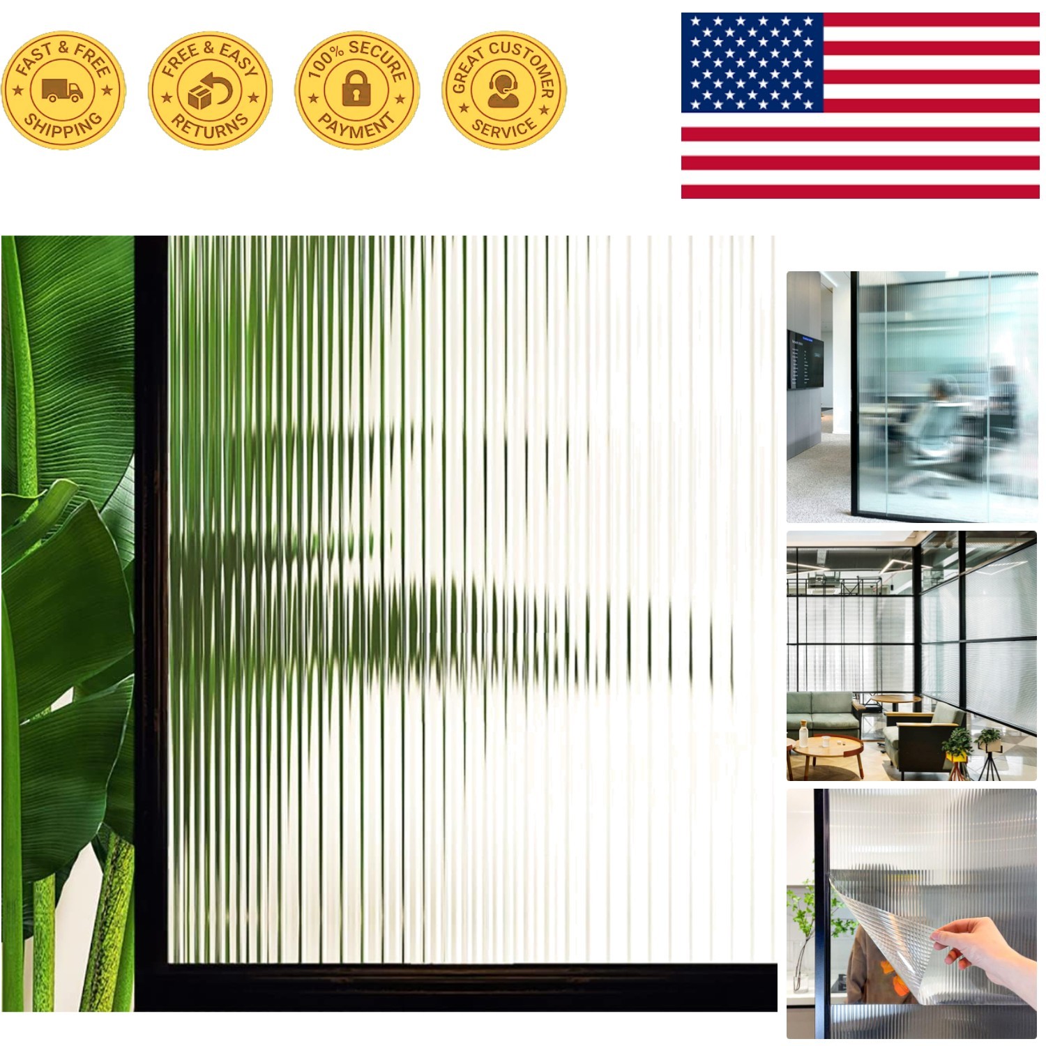 UV Protective Window Glass Film 17.5×78.7 Inch – Easy Install Privacy Solution
