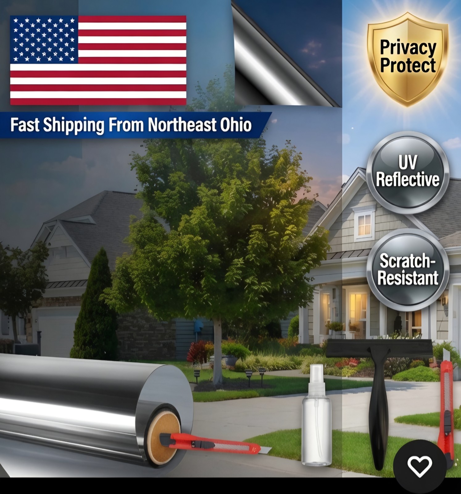One Way Mirror Cling Tint Window Film Privacy Protect UV Reflective Sun Block