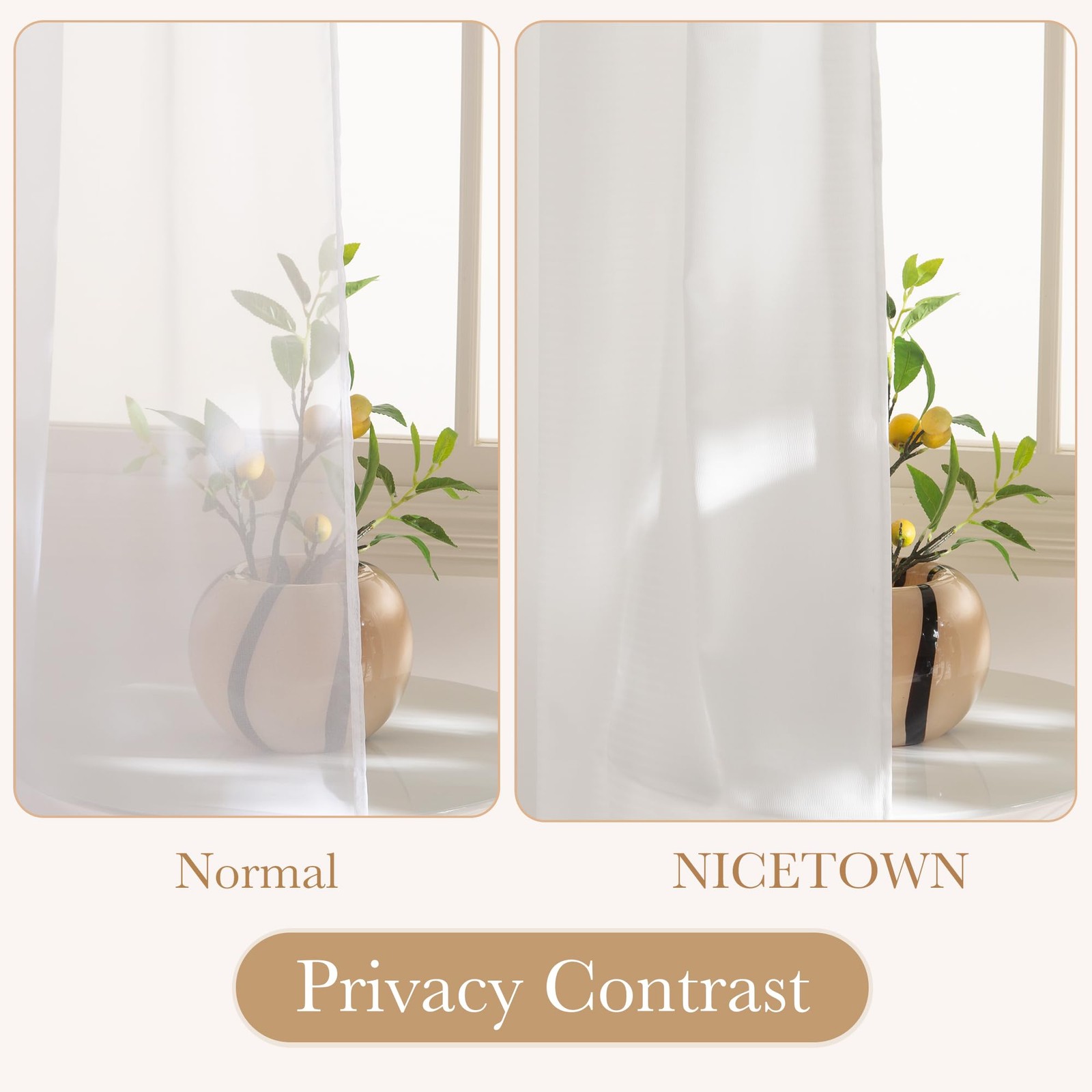 Non See Through White Privacy Sheer Curtains 52 X 72 Inches Long 2 Panels Set…