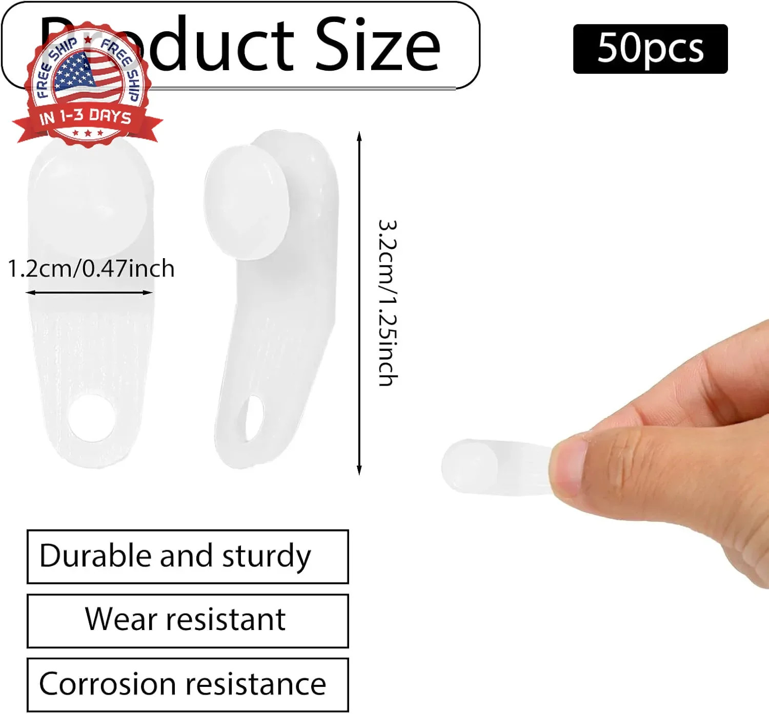 50 Pcs Plastic Curtain Hooks Curtain Roller Curtain Track Gliders White Traverse