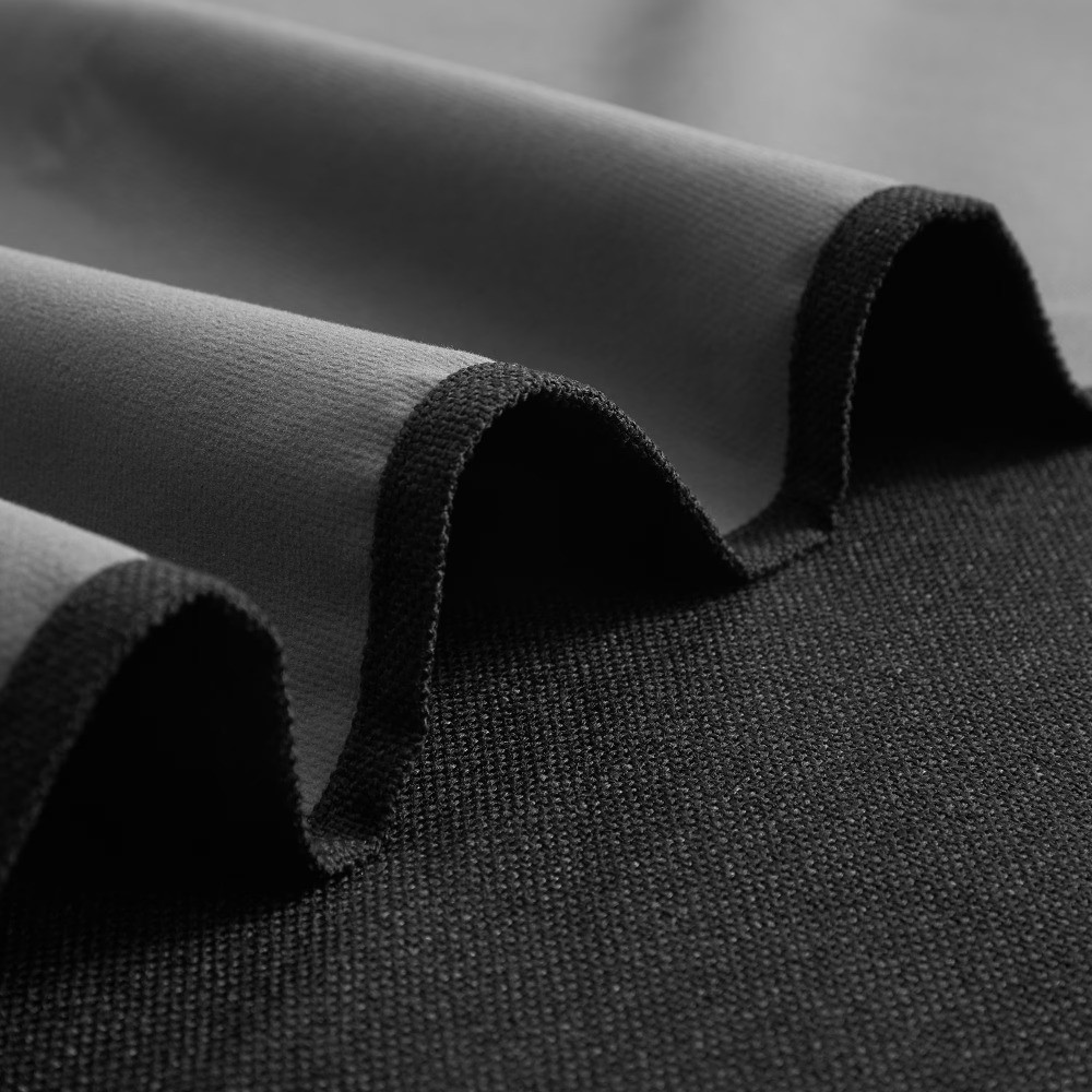Solid Twill Blackout Curtain Panel and Sheers, Set of 4, Rich Black