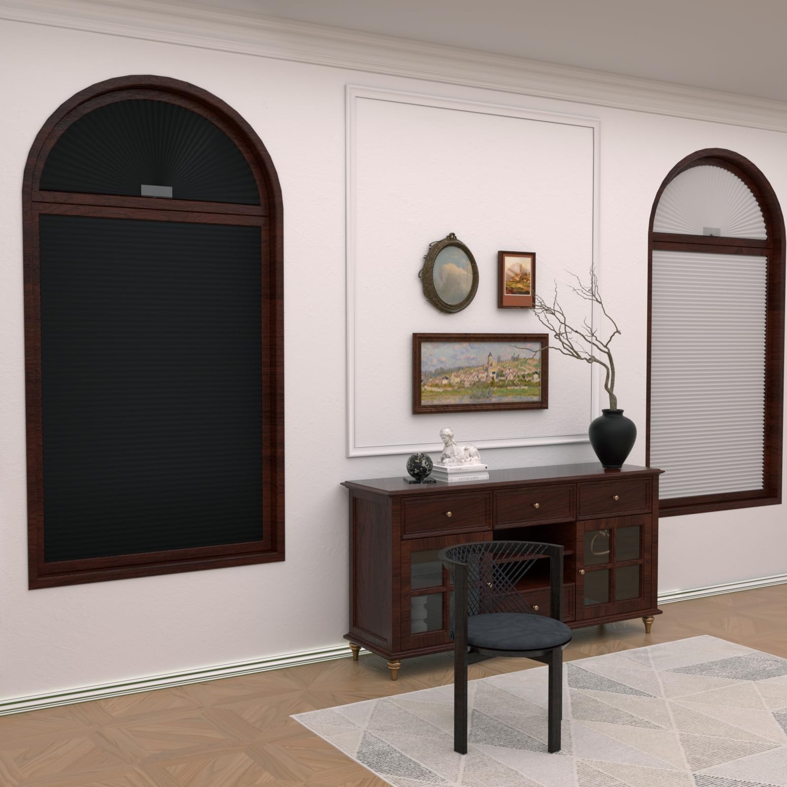 Myshade Arch Window Shades Half Circle Blackout Cellular Shades Cordless No D…