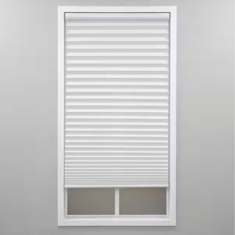 StyleWell Cordless Pleated Shades 48 in. W x 48 in. L White Light Filtering
