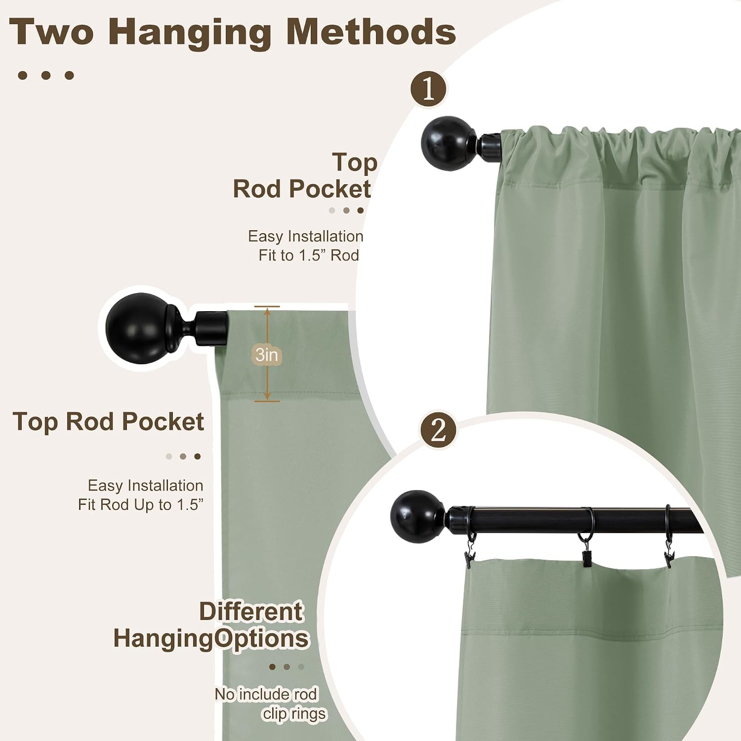 Waterproof Outdoor Patio Curtains 6 Panels 54×95 Inch Sage Green Privacy Shield