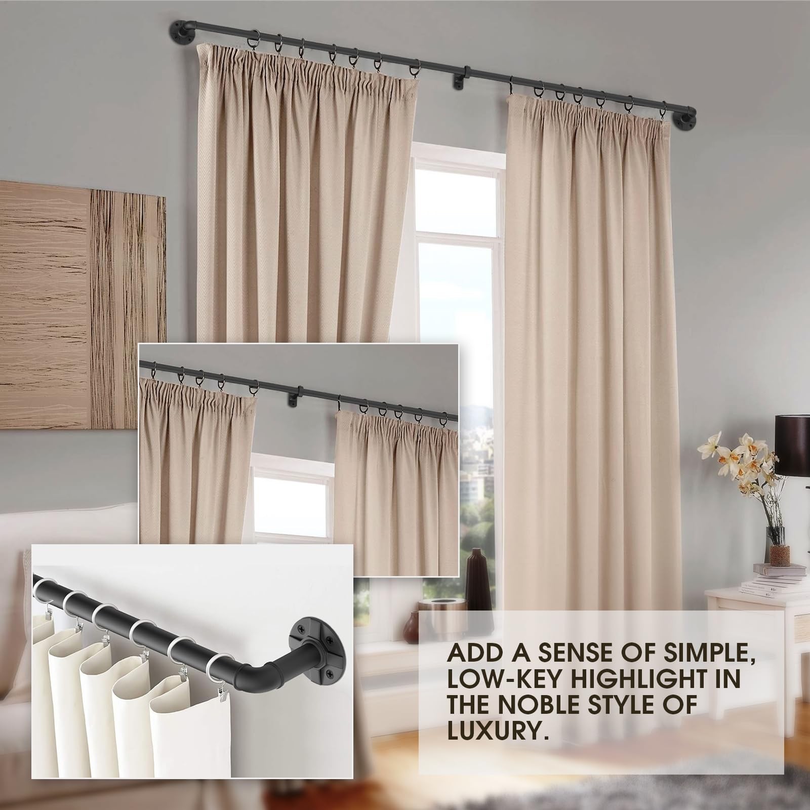 240-Inch Extra Long Blackout Curtain Rod – Heavy Duty Industrial Adjustable D…