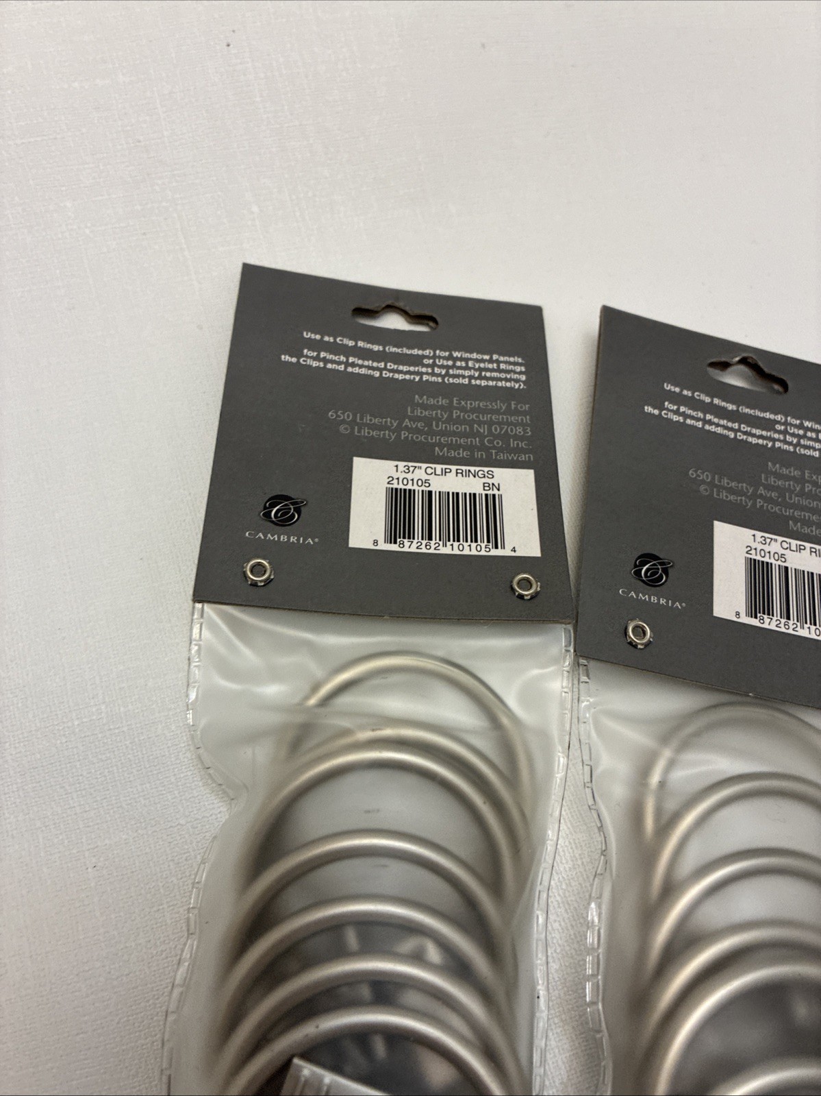 NEW Cambria Classic Curtain Clip rings 1 3/8 inch 14 pieces Nickel Lot Of 2