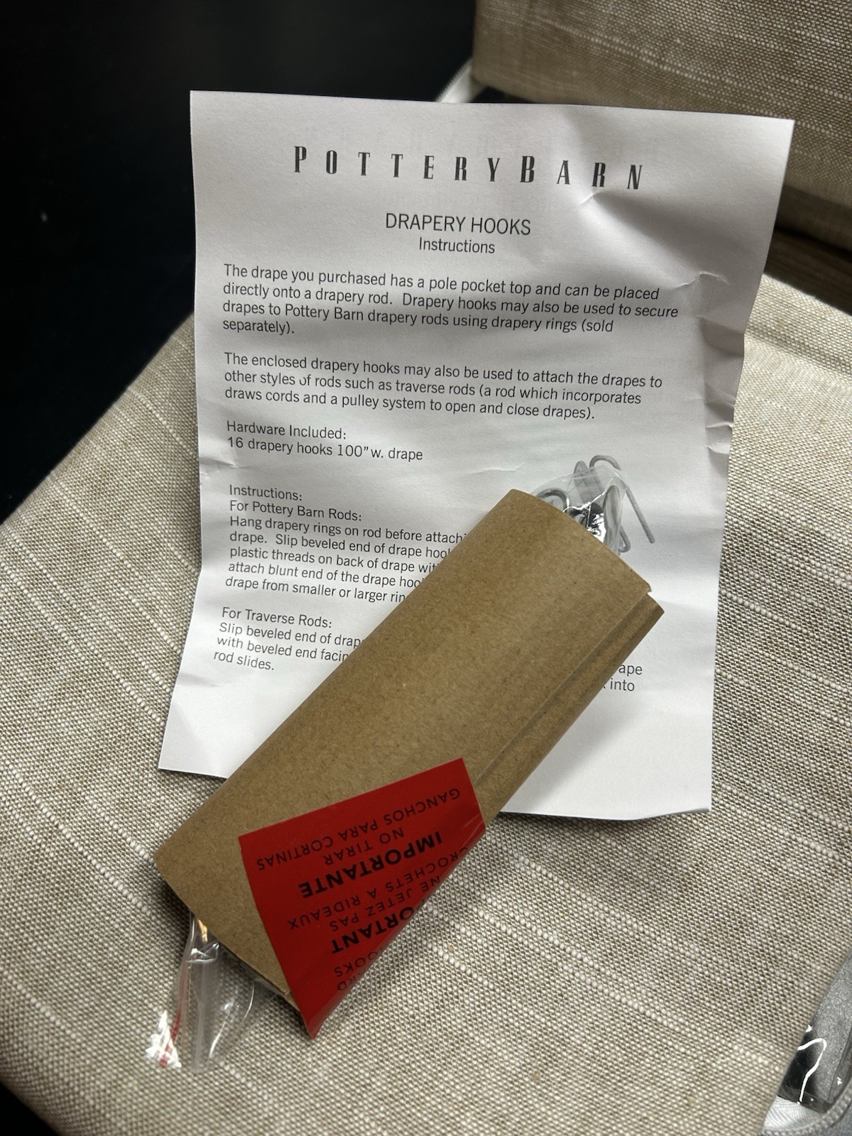 Pair of Pottery Barn Emery Linen Curtains Oatmeal Beige 108×100 Blackout Lining