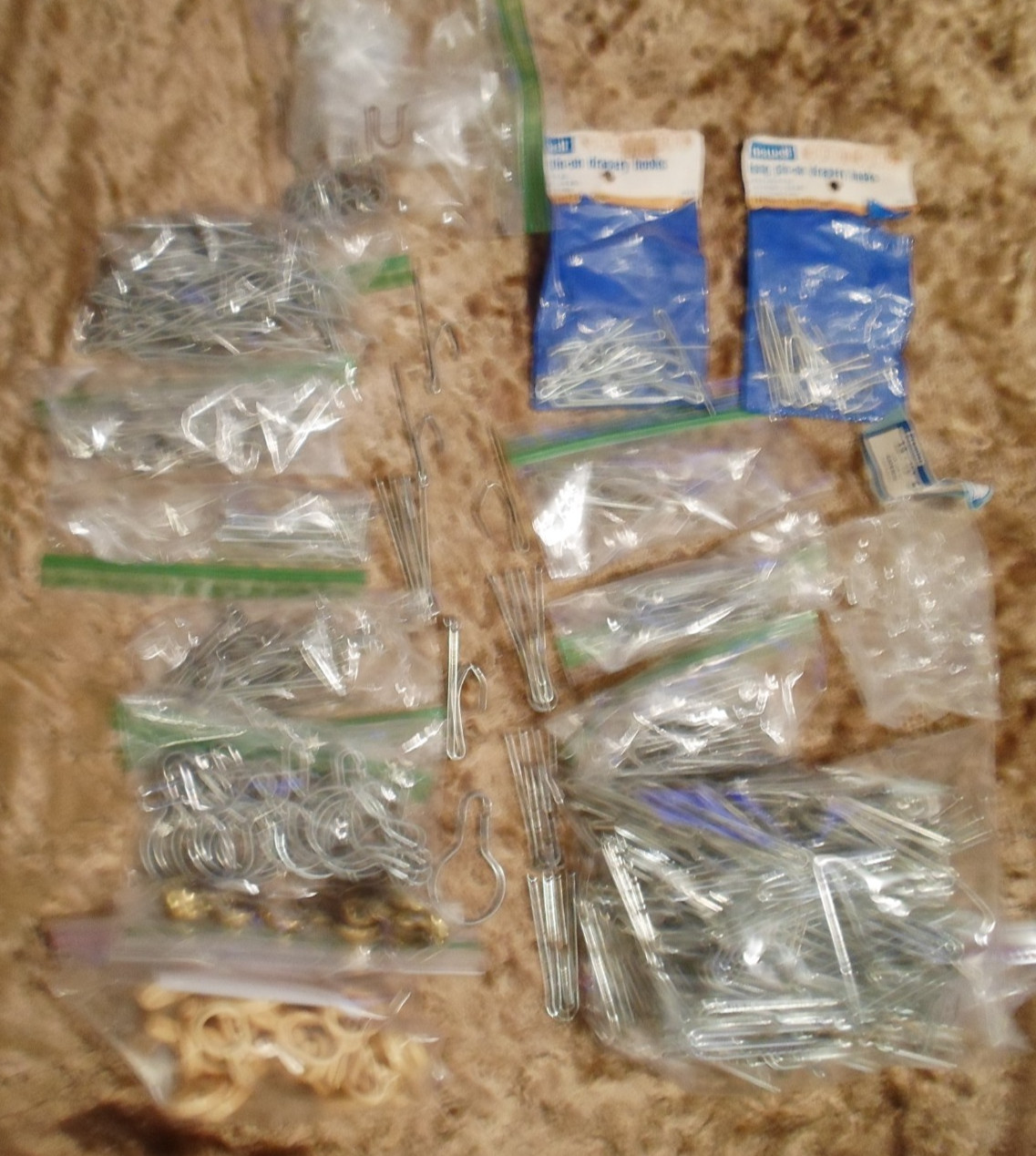 Vintage Used/New Drapery/Curtain Hooks Various Sizes Material And Condition