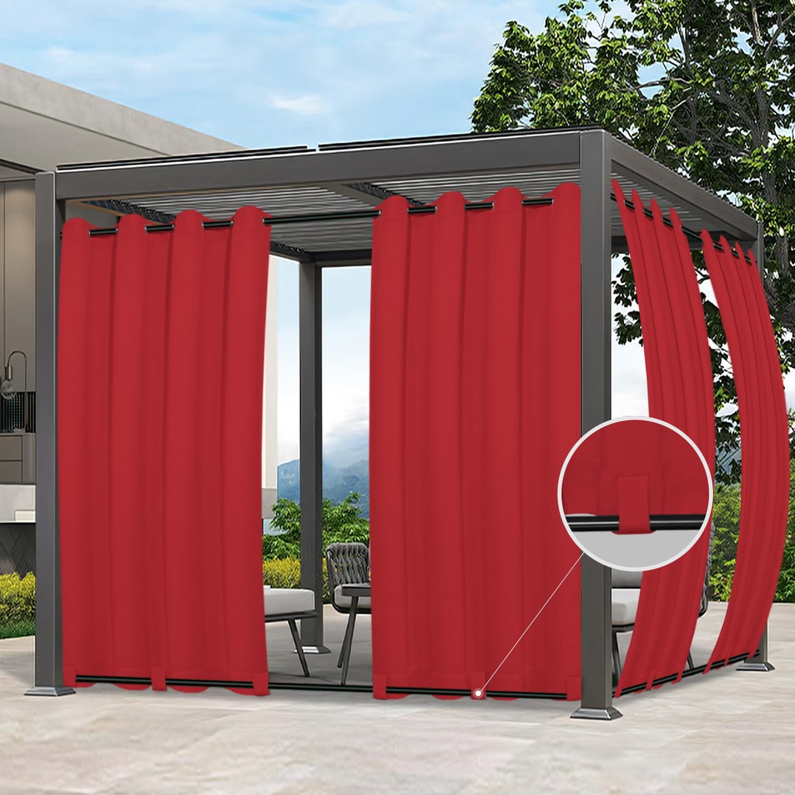 Outdoor Curtains Waterproof Windproof Weatherproof Curtain for Patio, Cabana,…