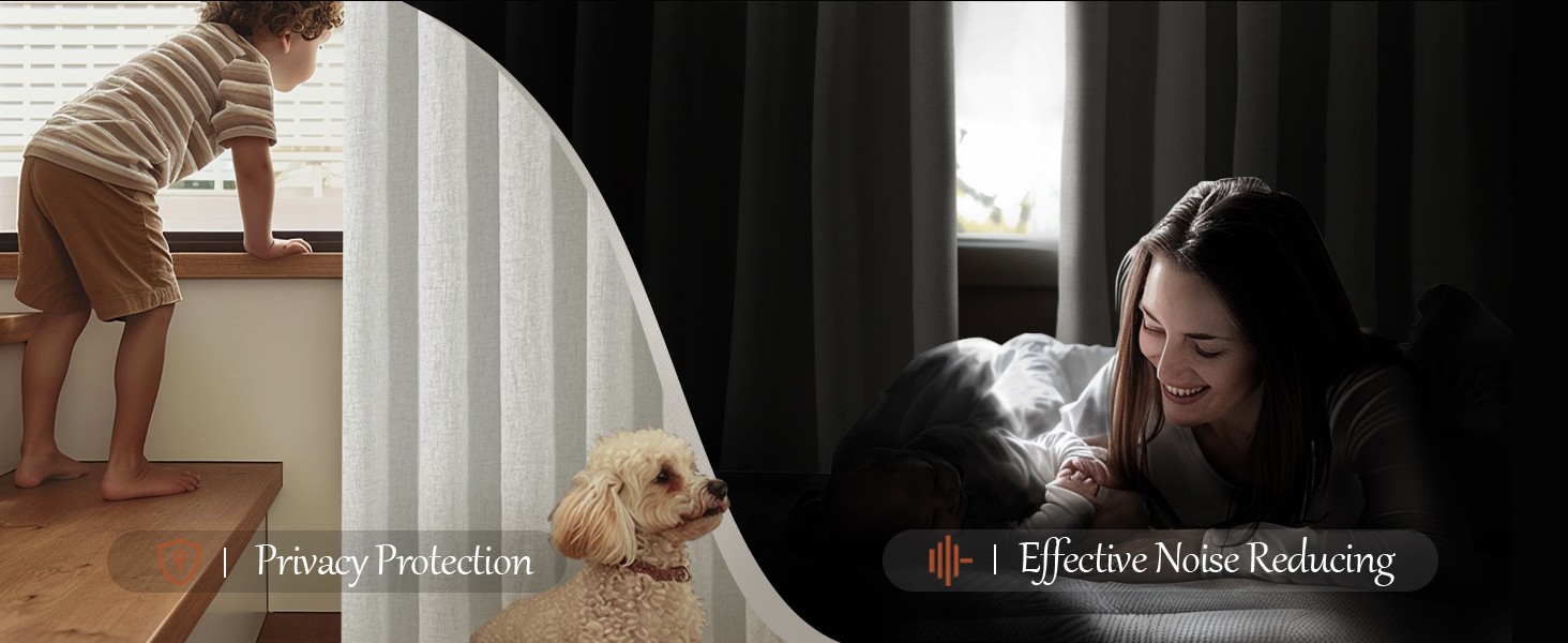 60 Inch Wide Linen Blackout Curtains for Living Room/Bedroom 84 Inch Length 2