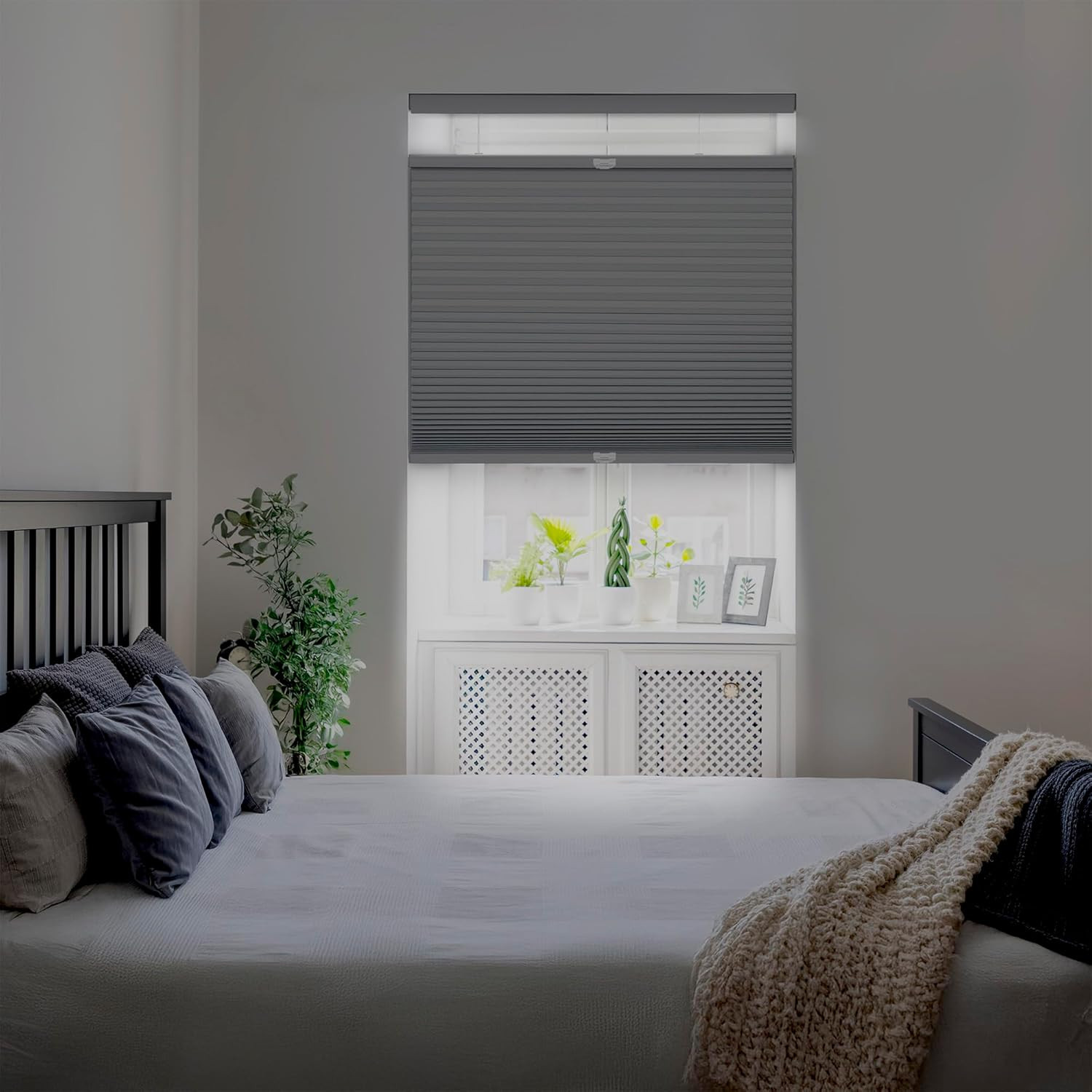 60″ W x 84″ H Cordless Blackout Cellular Shade, Anchor Gray