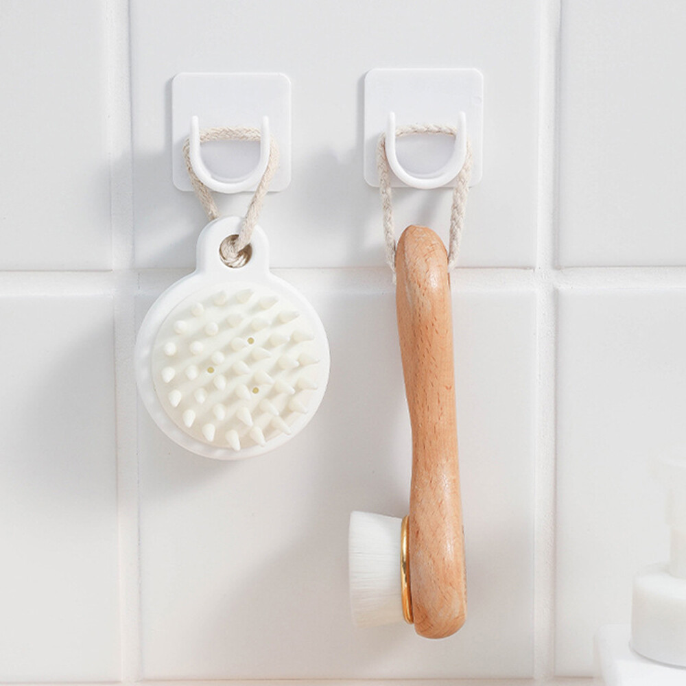 2Pcs White ABS Closet Pole Holder Bracket Self Adhesive Pole Socket Rod Hardware