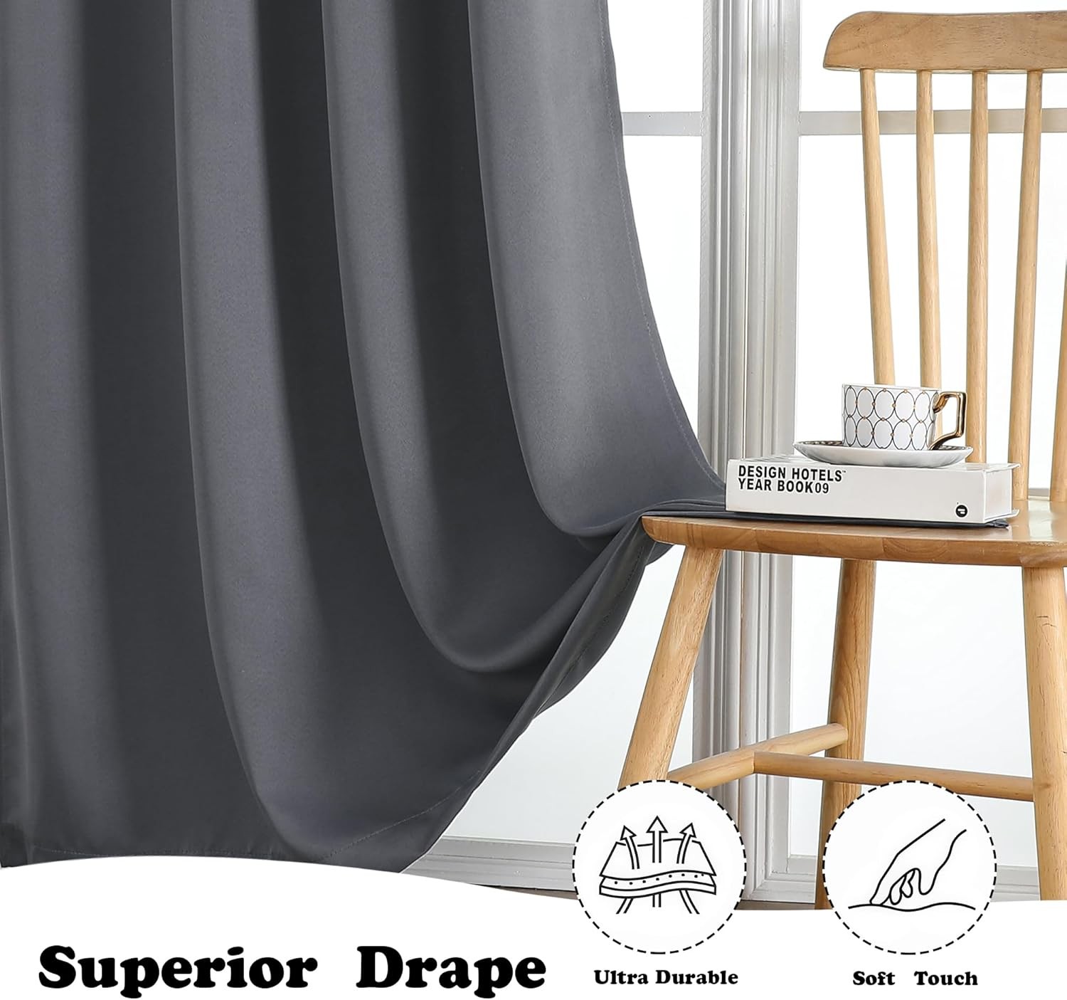 Grommet Blackout Curtains for Bedroom 63 Inch Length 2 Panels Set, Thermal
