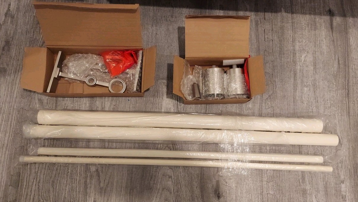 West Elm Mid Century DOUBLE curtain rod 28-48″ Ivory White Polished Nickel