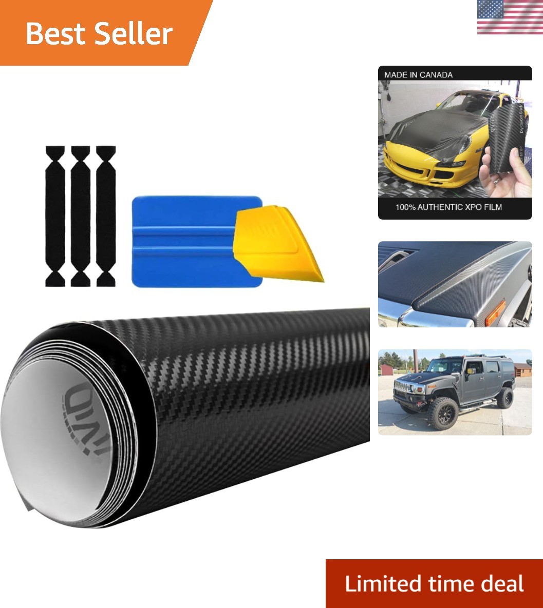 Vvivid Black Carbon Fiber Automotive Vinyl Wrap Film W/ 3M Toolkit (1Ft X 5Ft)