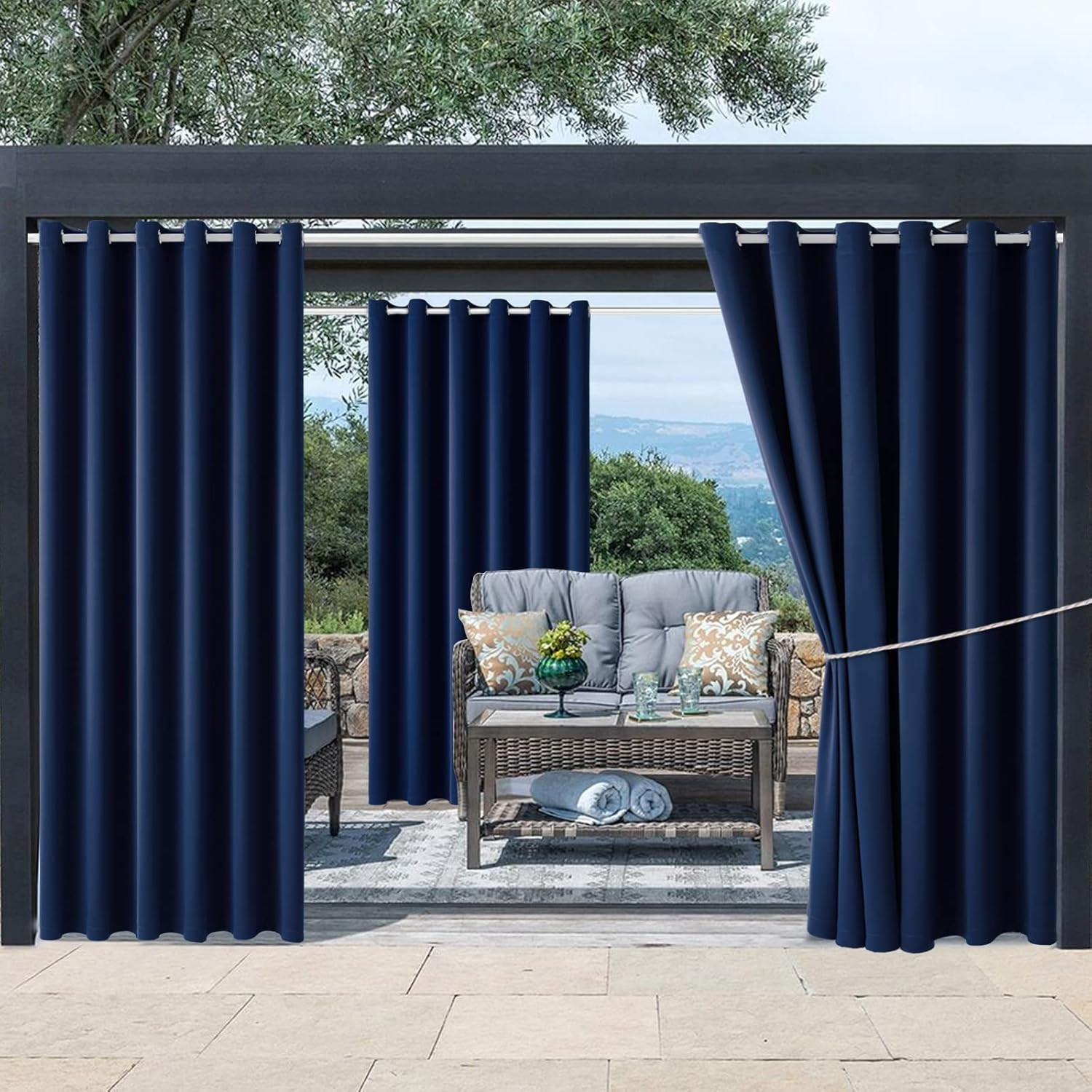 Water Proof outside Curtains with Grommet Top for Porch, W84 X L95 Thermal Insul