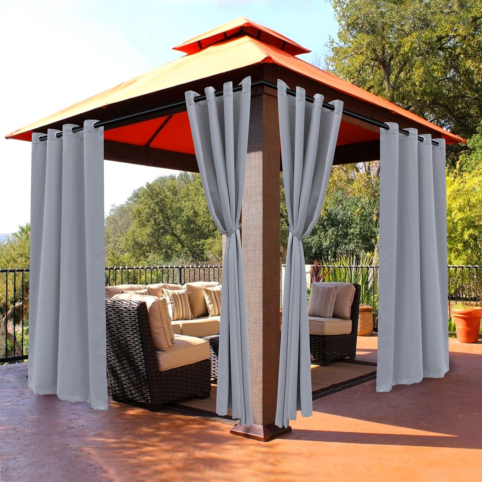 Outdoor Curtains for Patio Waterproof – Light Blocking Weather Resistant Priv…