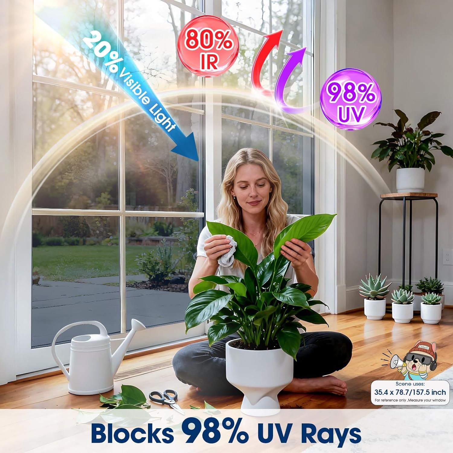 One-Way Privacy Heat Control Window Film for Home Sun Block & Glare Reduction