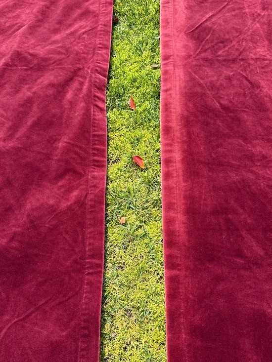 Pottery Barn Velvet Twill Merlot Red Drape Set 48×96 100% Cotton Mexico READ