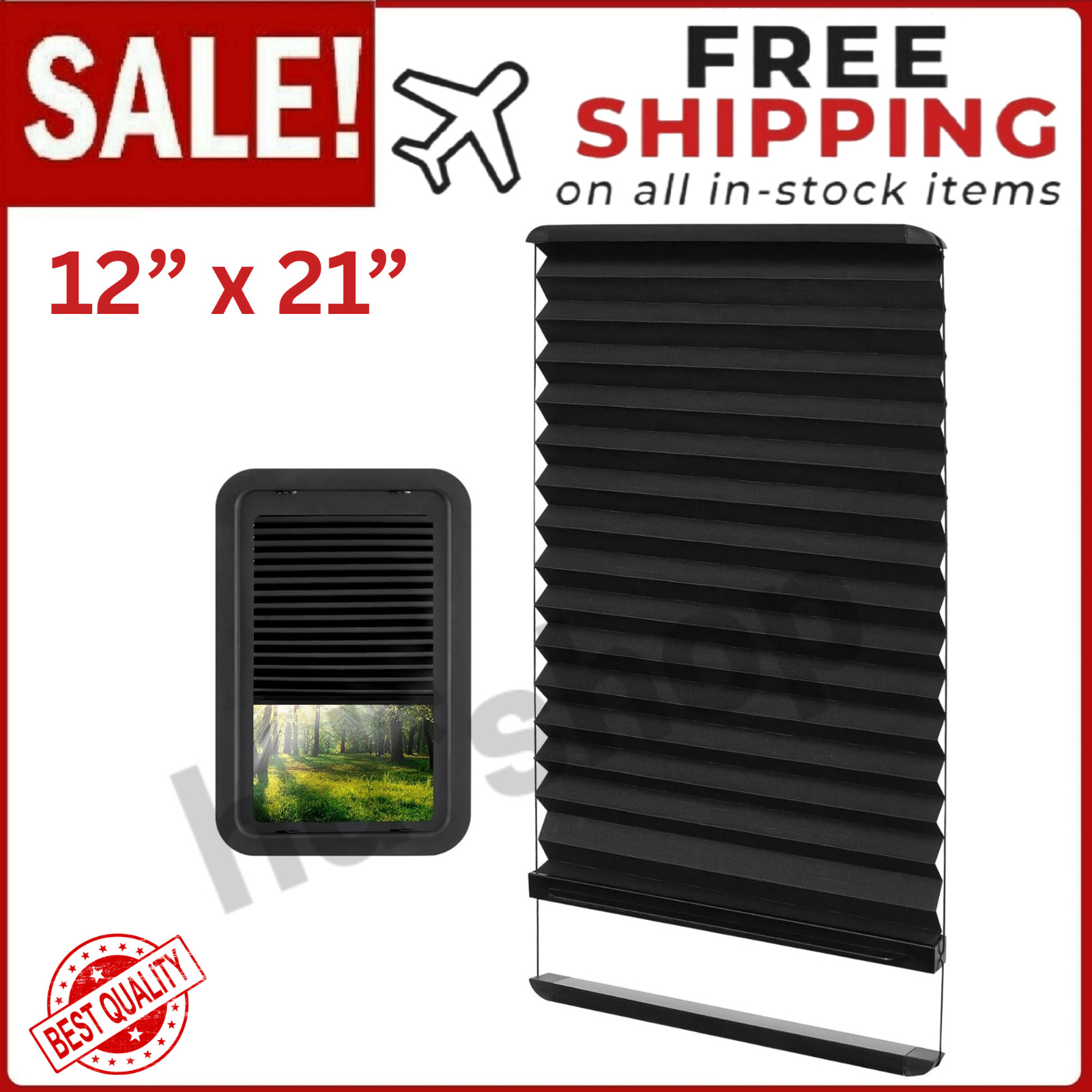 Thin Shade Ready RV Entry Door Window Lippert Prepped 12”x21” Pleated Blinds