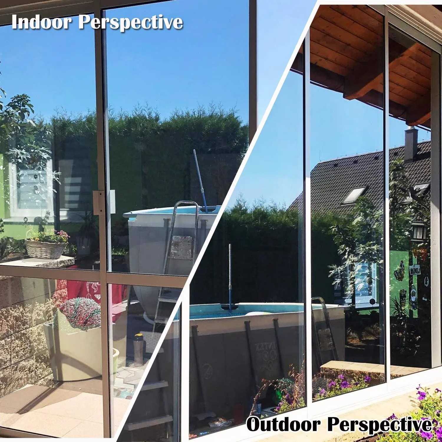 One Way Mirror Tint Window Film Privacy Protect UV Reflective Sun Block For Home