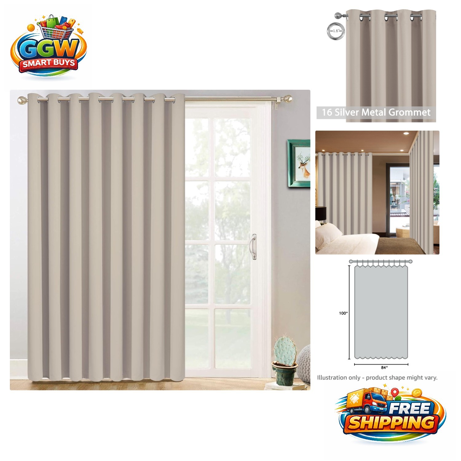 Versatile Extra Wide Blackout Curtains for Any Room – Natural, W100 x L84