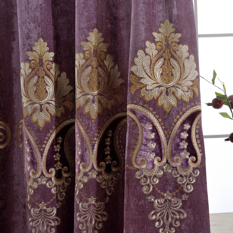 European Curtains Applique Blackout Velvet Cloth Drape Transparent Sheer 1 Piece