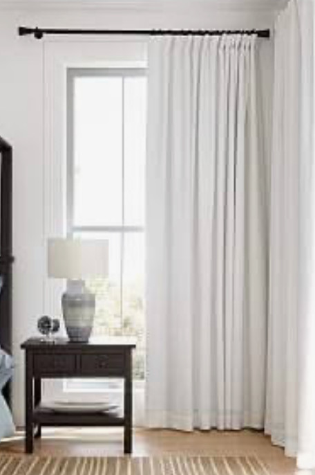 Pottery Barn Emery Linen Blackout Curtain Set of 2 white 50”x108”