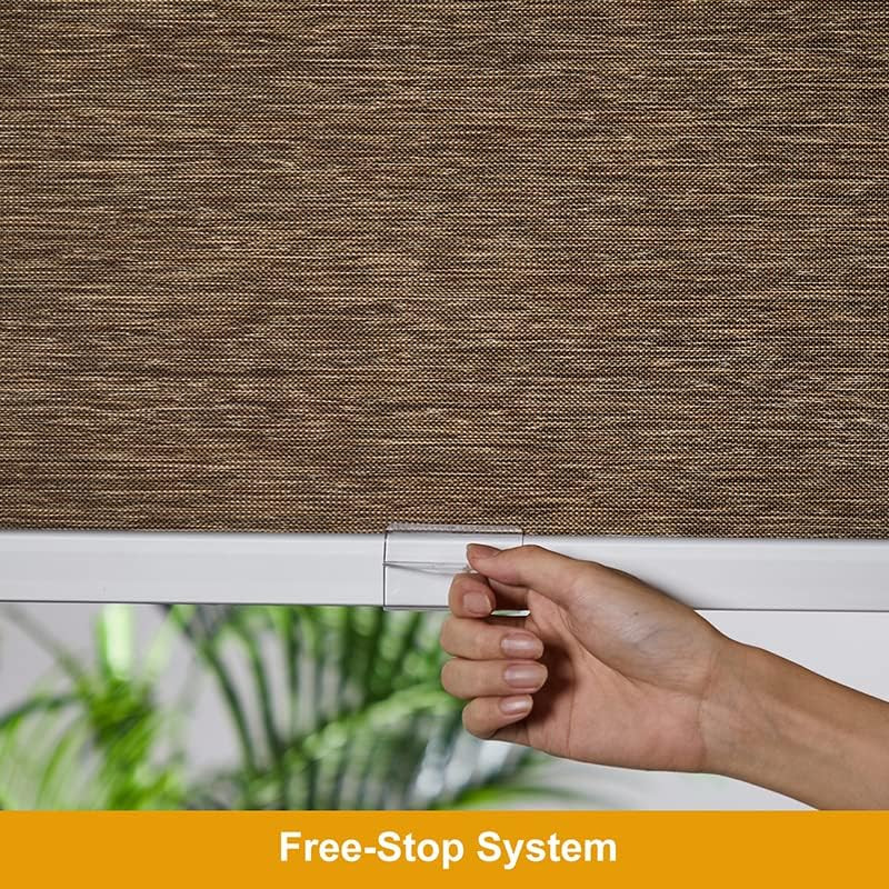 Free-Stop Cordless Roller Shades Light Filtering Roller Blinds for Windows (Brow