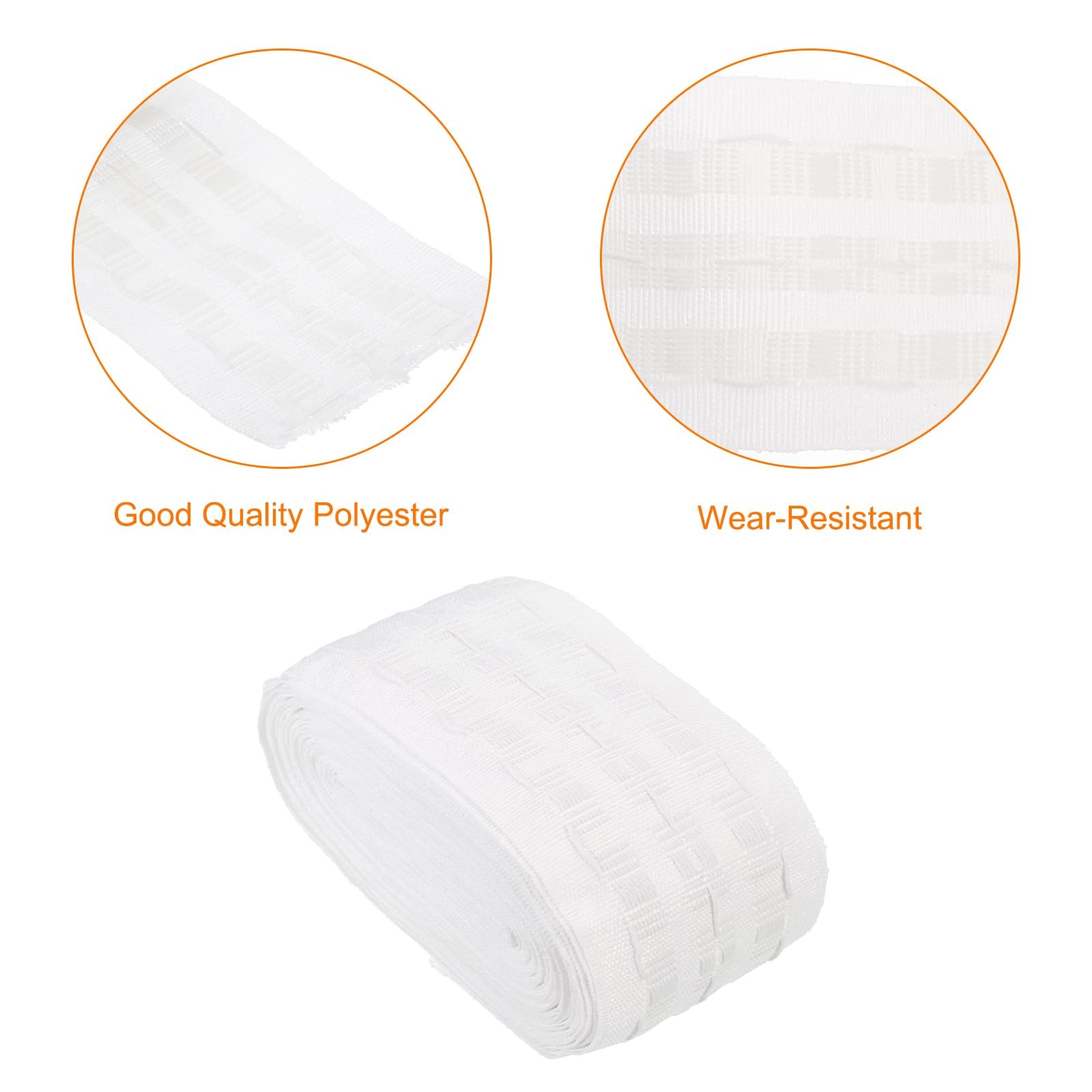 uxcell Curtain Elastic Pleat Tape, 6 Meters/6.6 Yards 6.6 Yards, White