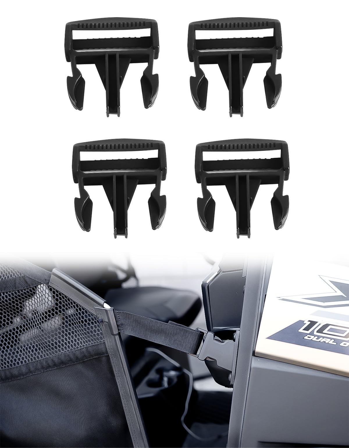 4PCS Black Plastic Door Net Buckle Clips for Polaris Ranger 1000 XP 900 Crew 570