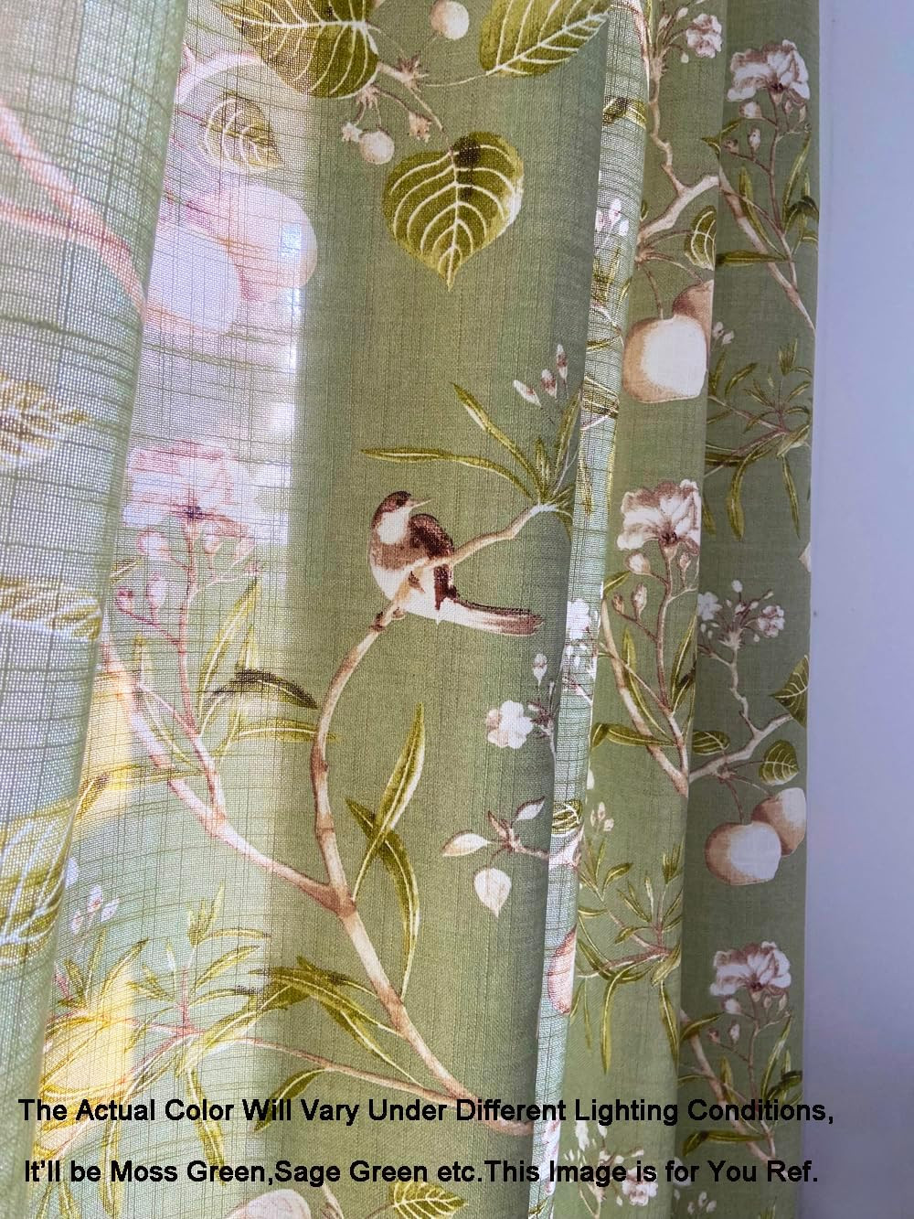 Vintage Birds Theme Curtains 84 Inch Long,Farmhouse Decorative Patio Door Curtai