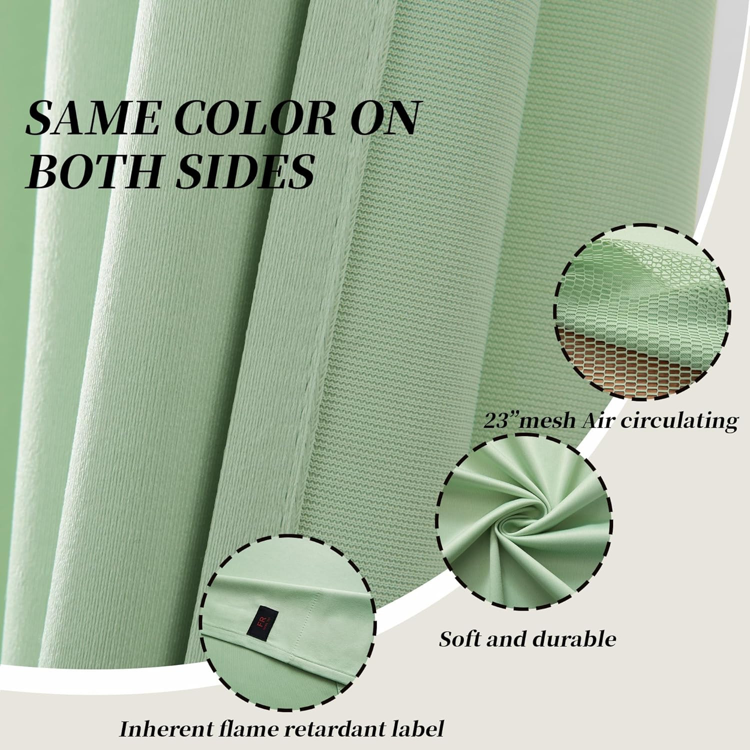 Flame Retardant Hospital Curtains – Green Grommet Room Divider, 5×8 Ft Panel