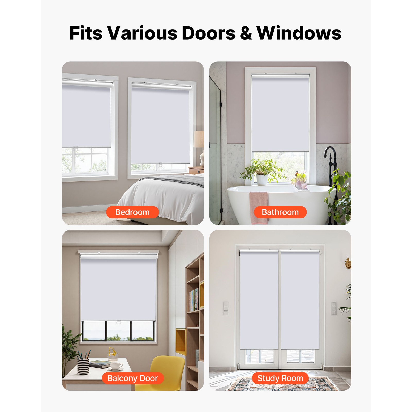 Uimoso Cordless Blackout Roller Shades 34 x 72 in for Home and Office Windows
