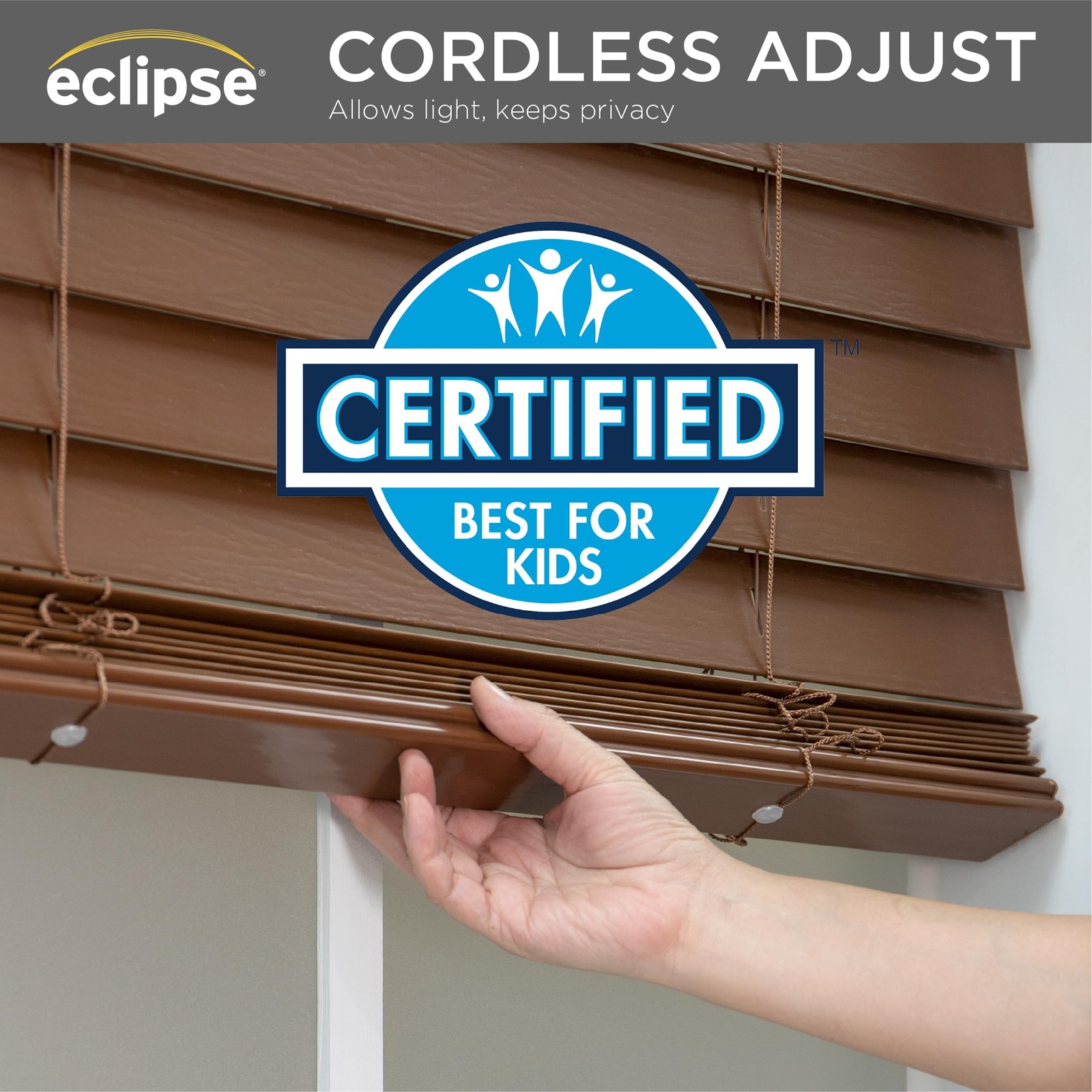 Eclipse 2In. Faux Wood Blinds 64W X 72L In Dark Oak – Blinds Certified