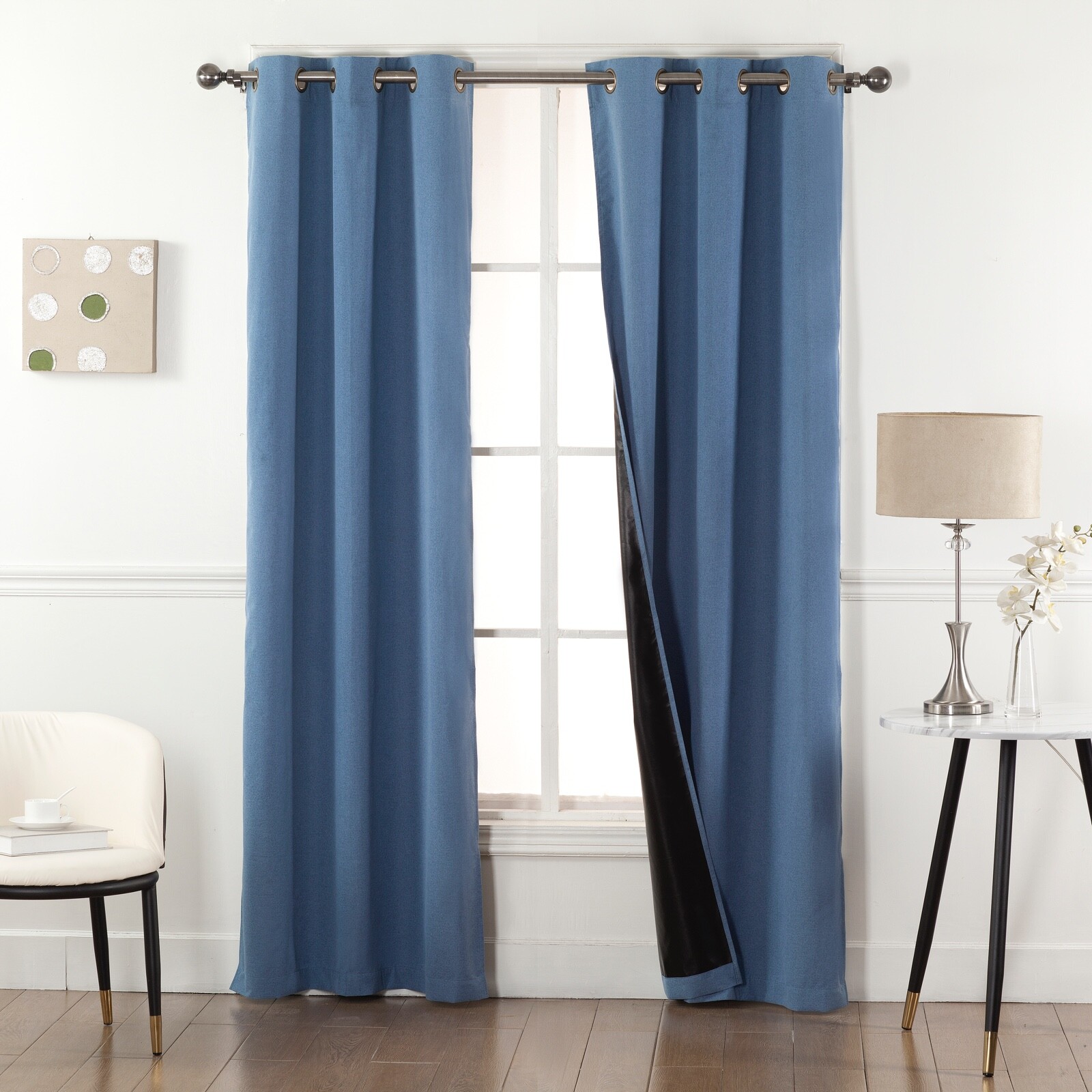Blue 100% Blackout Window Curtains – Black Back & Grommets – 4 SIZES!!!