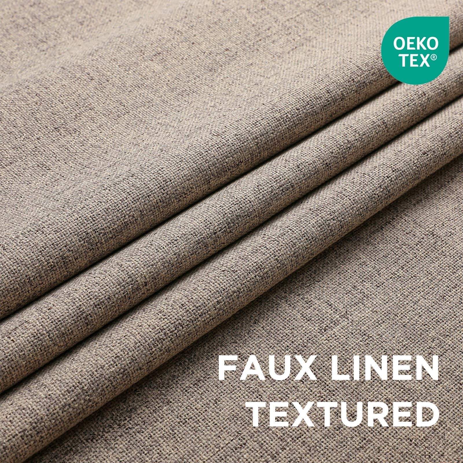 100% Blackout Window Curtains 84 inches Long 2 Panels Set, Faux Linen Look Th…