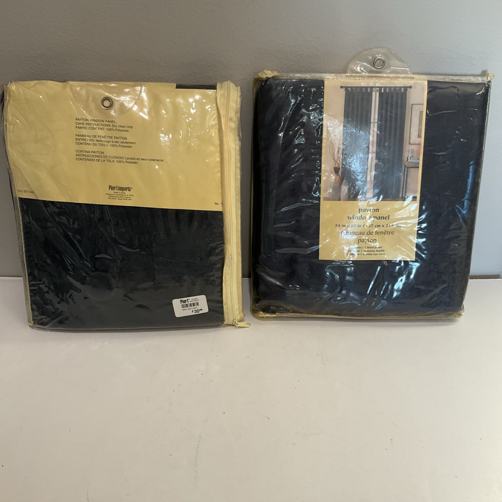 Pier 1 Set Of 2 Navy Payton Window Panels Each One 54” X 85” Lined